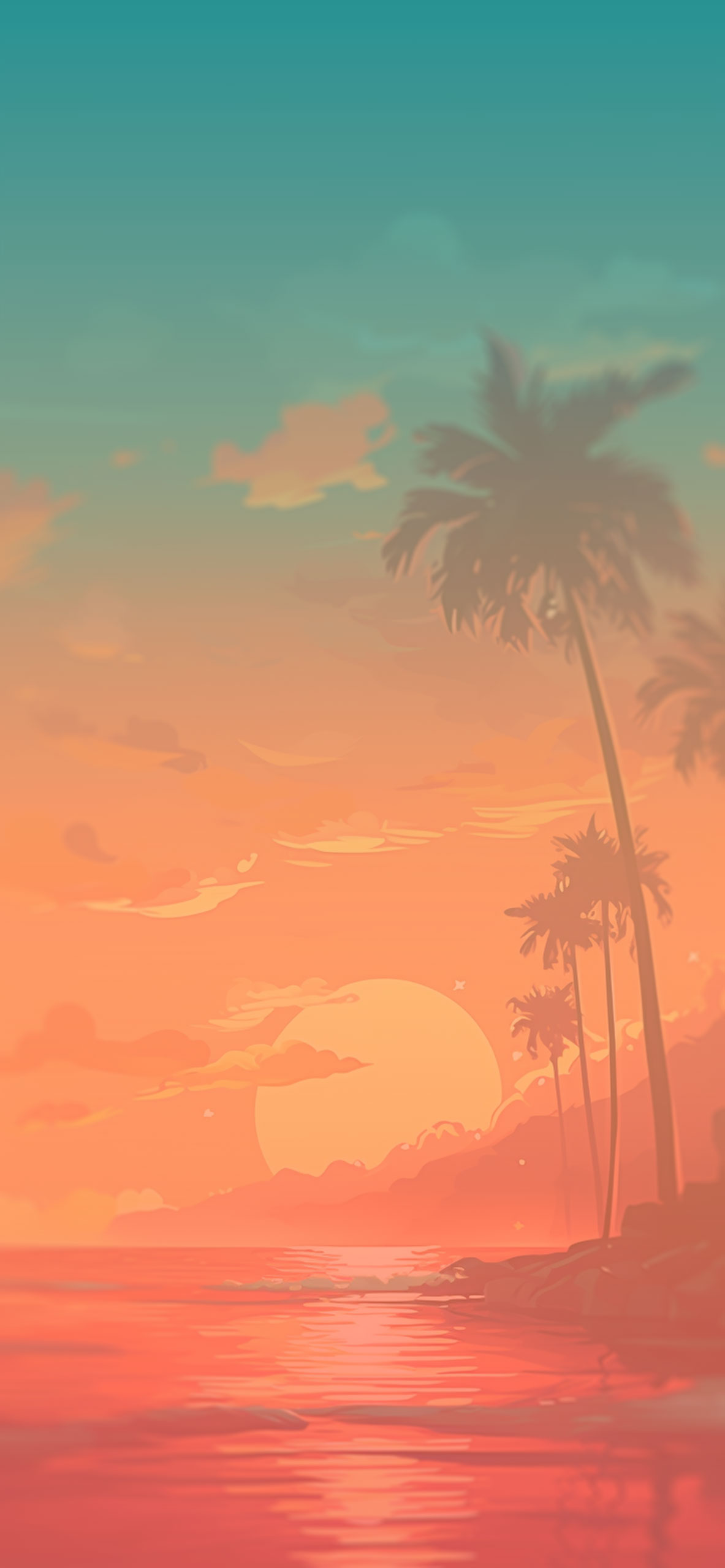 Red Sunset & Palm Trees Summer Wallpaper