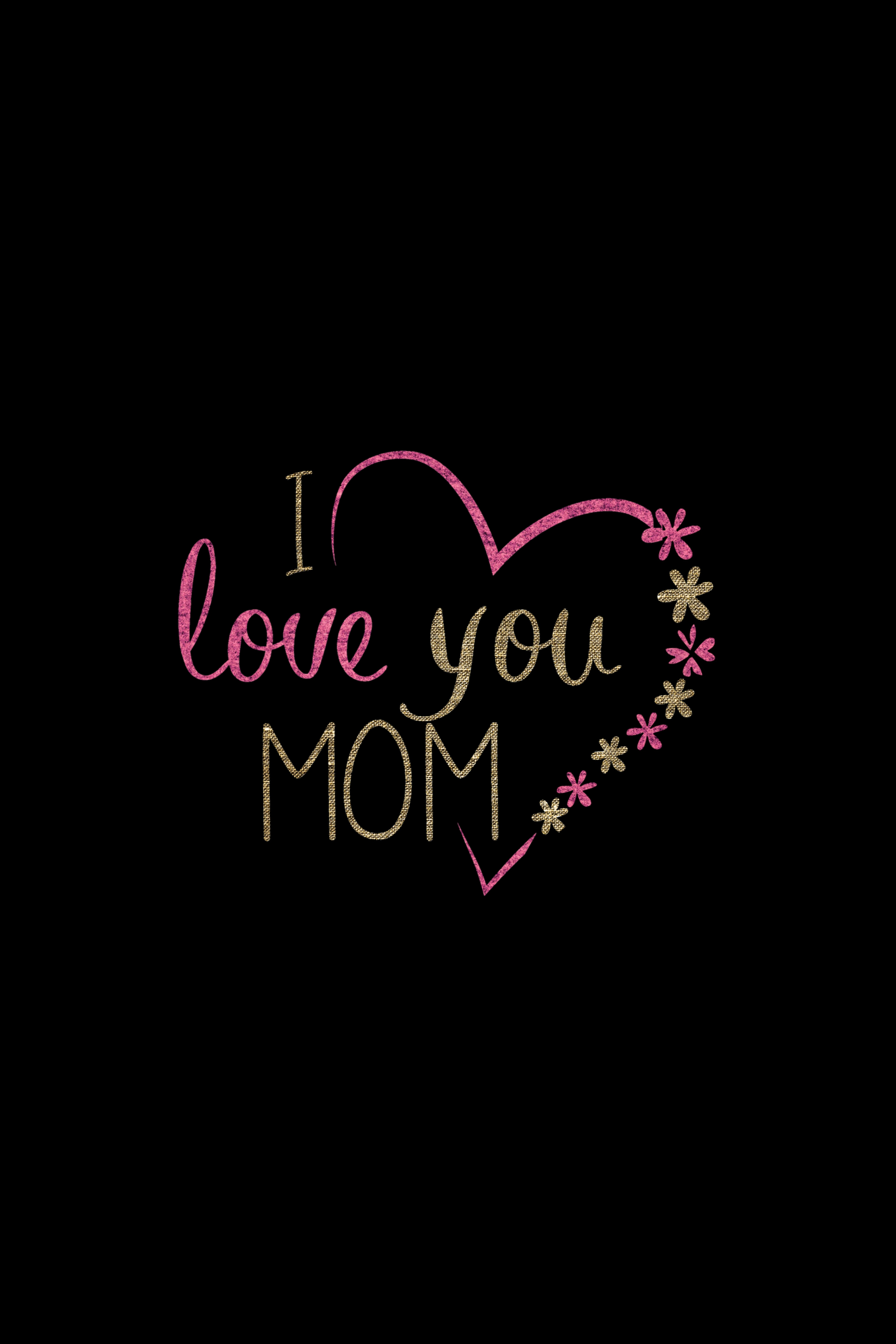 4K, Dark background, Love heart, Pink, I Love You Mom