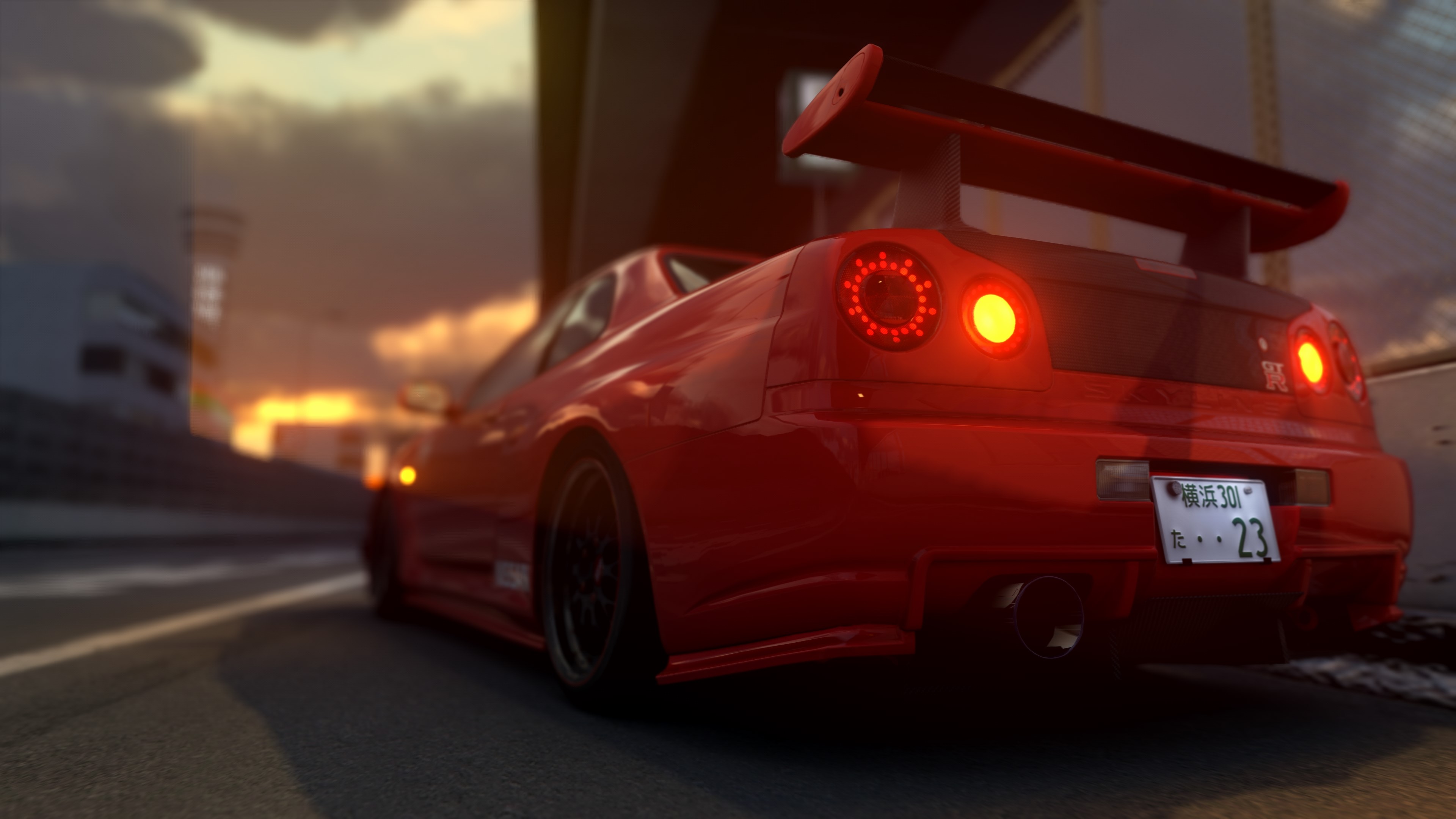 4K, Japan, Nissan Skyline GT R R34, JDM, Car, Red Cars, Sunset Gallery HD Wallpaper