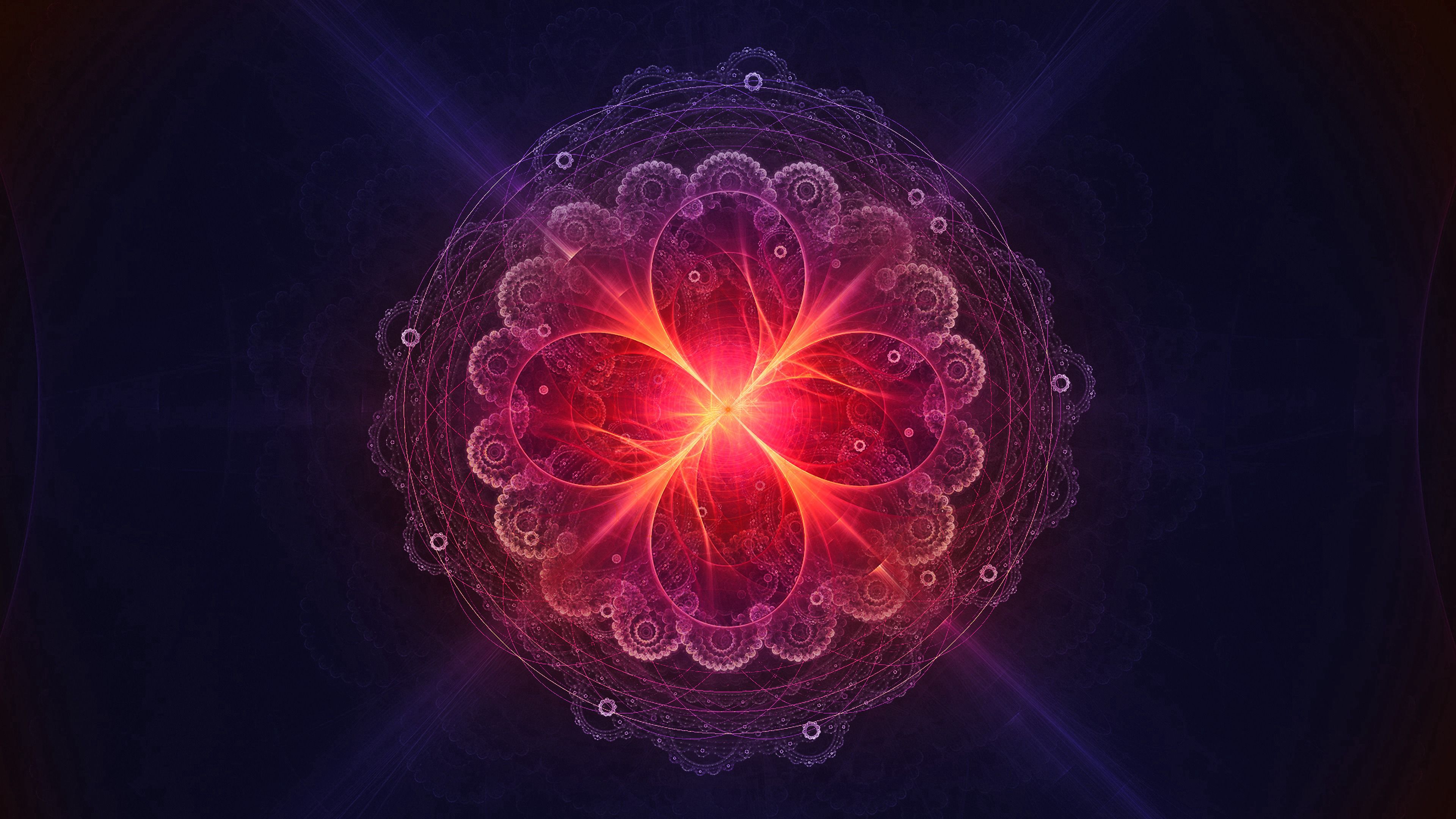 Wallpaper / fractal, mandala, glow, pattern, abstraction, 4k free download