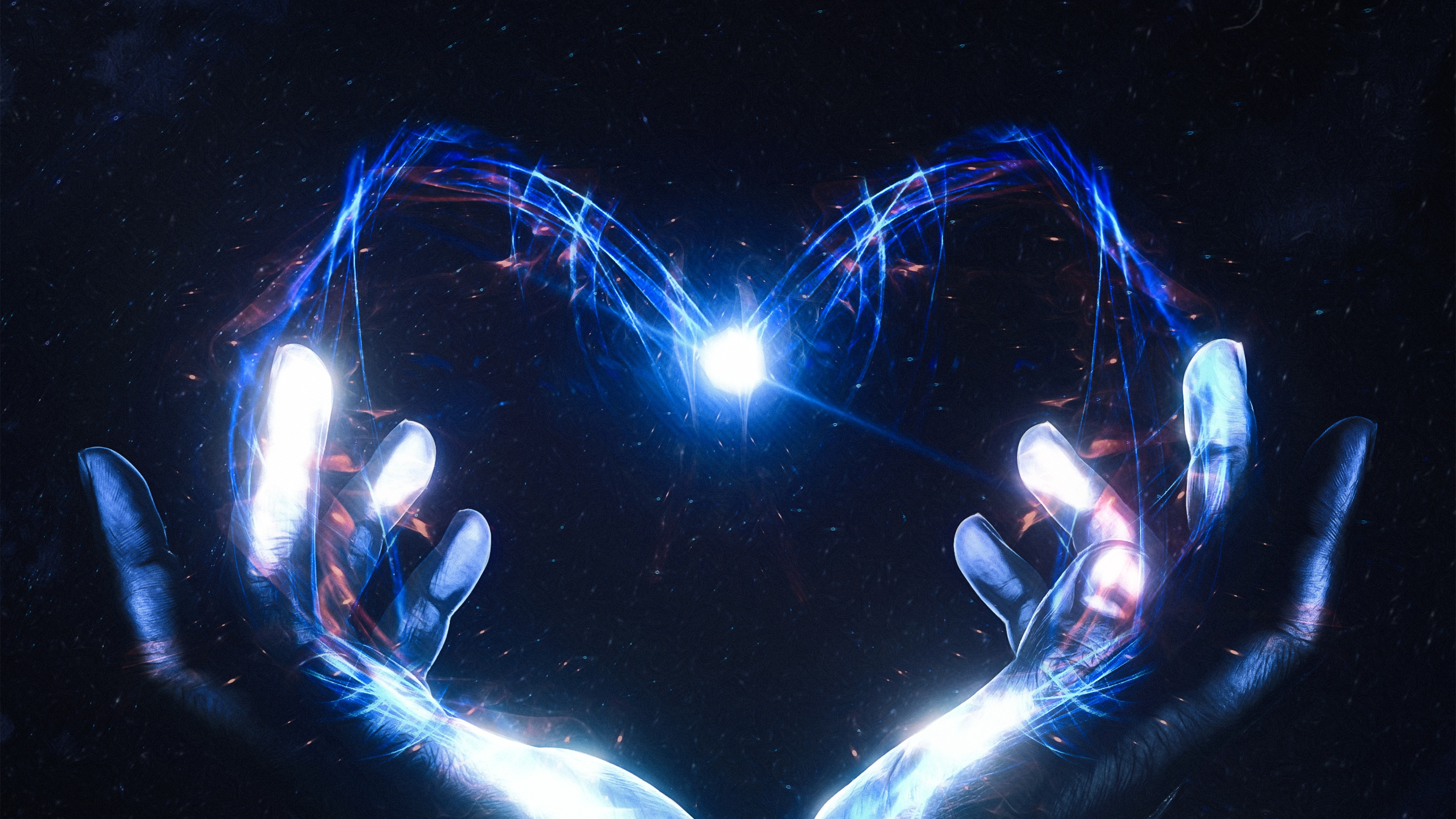Love heart Wallpaper 4K, Hands together, Surreal, Energy