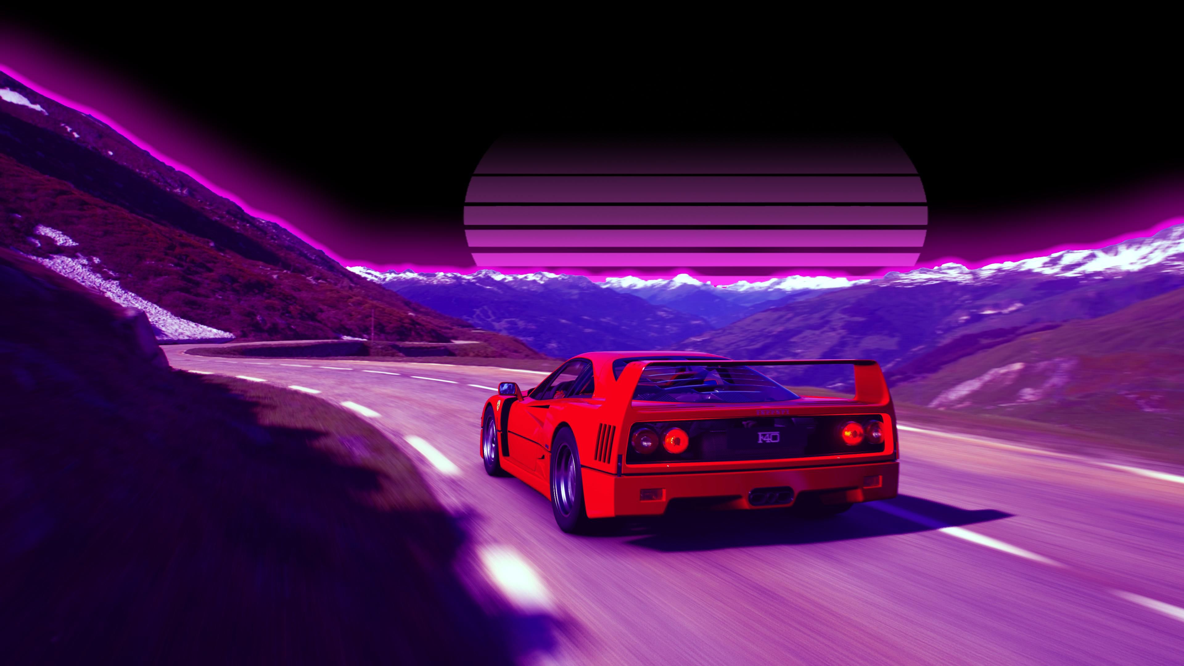 Ferrari F40 Retro Road 4k 4k