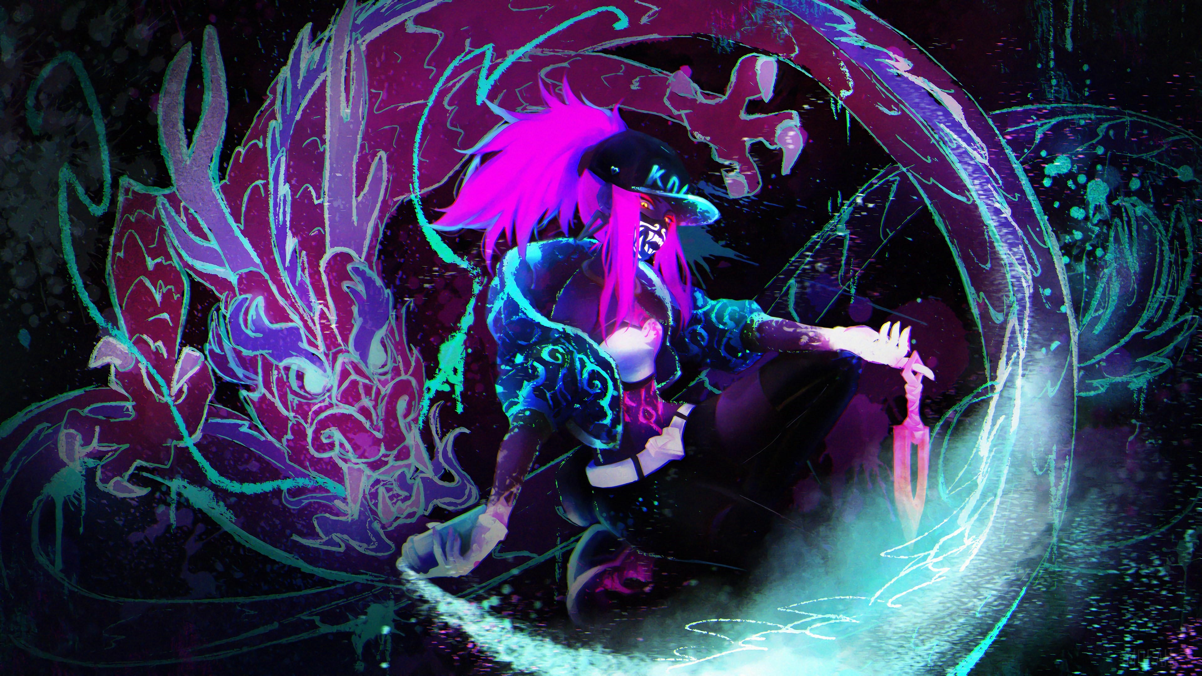 K DA Akali Dragon Neon LoL League Of Legends Lol 4k Gallery HD Wallpaper