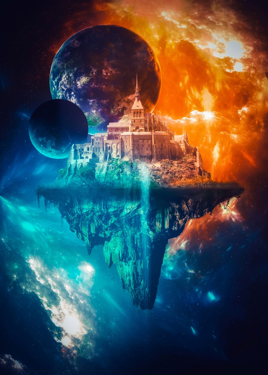 Castle Rock Floating in Space Wall Mural