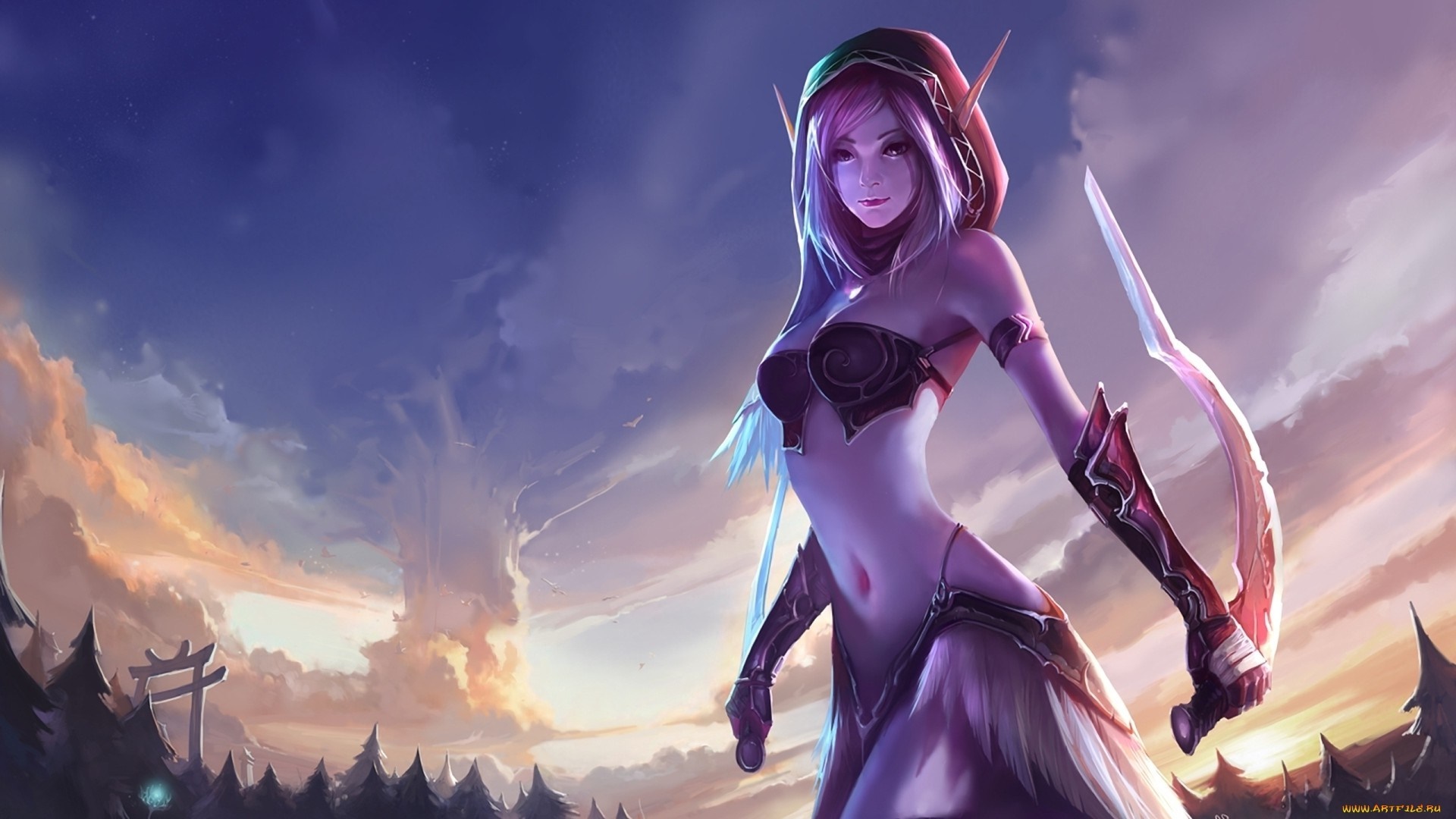 anime, anime girls, Warcraft, Night Elves, screenshot, computer wallpaper, fictional character Gallery HD Wallpaper