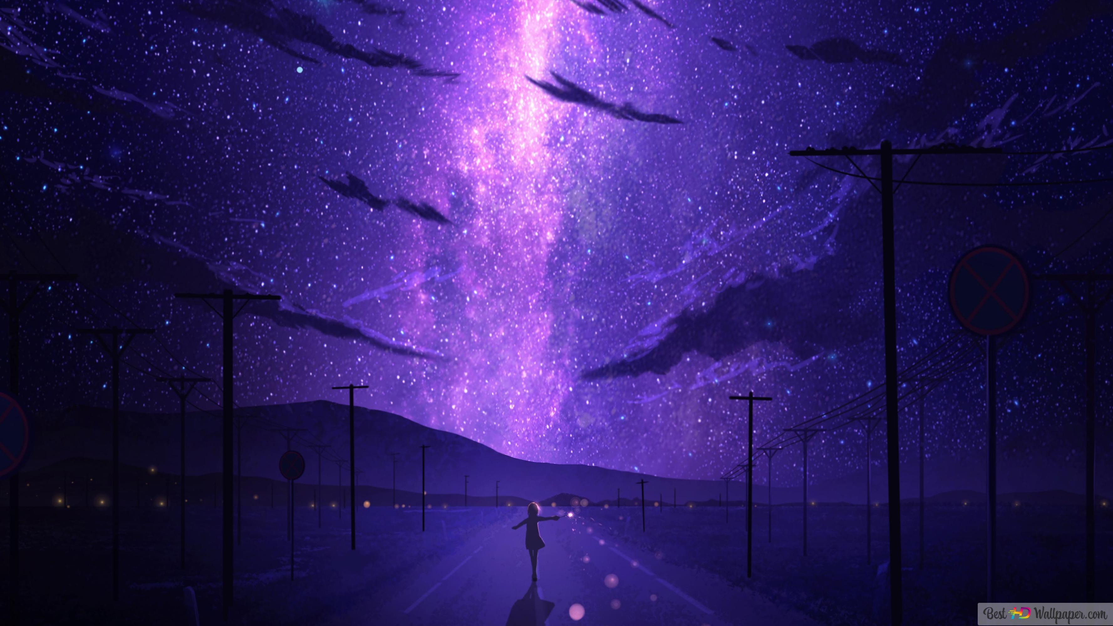 Purple Starry Sky 4K wallpaper download