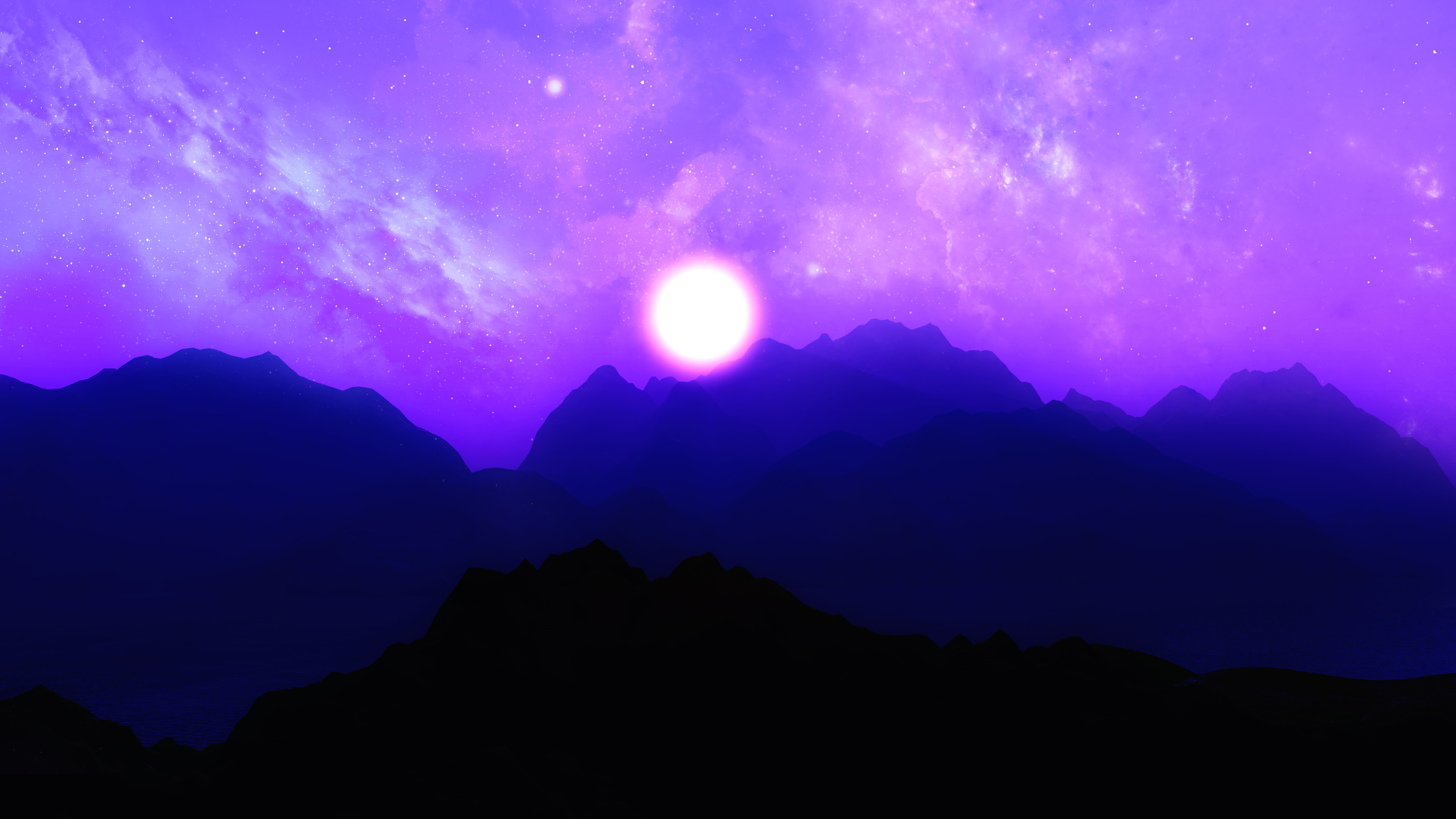 4K WALLPAPER FOR PC PURPLE SKY MOUNTAIN HORIZON