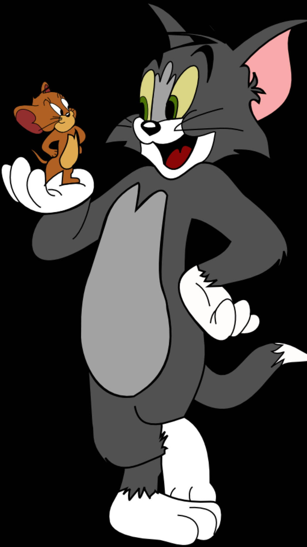 Download Cute Tom And Jerry Black Background Wallpaper
