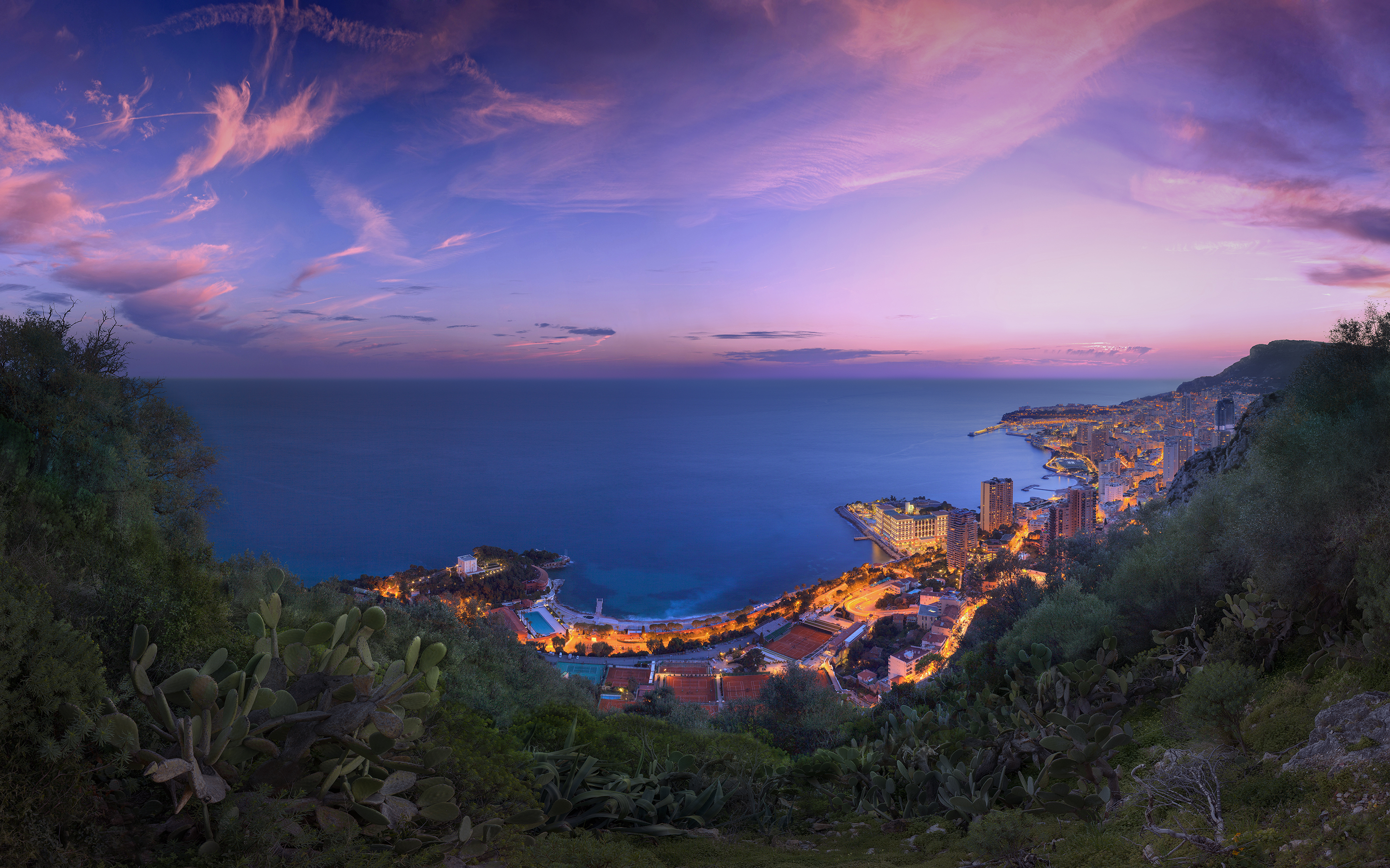 Wallpaper 4k Monaco Purple Clouds Sunset Wallpaper