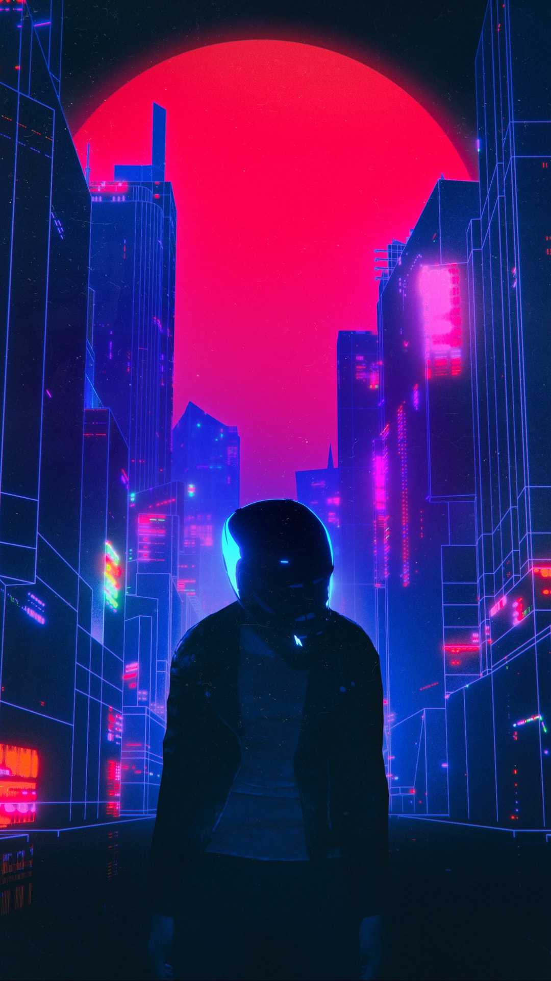 Retro Neon World iPhone Wallpaper