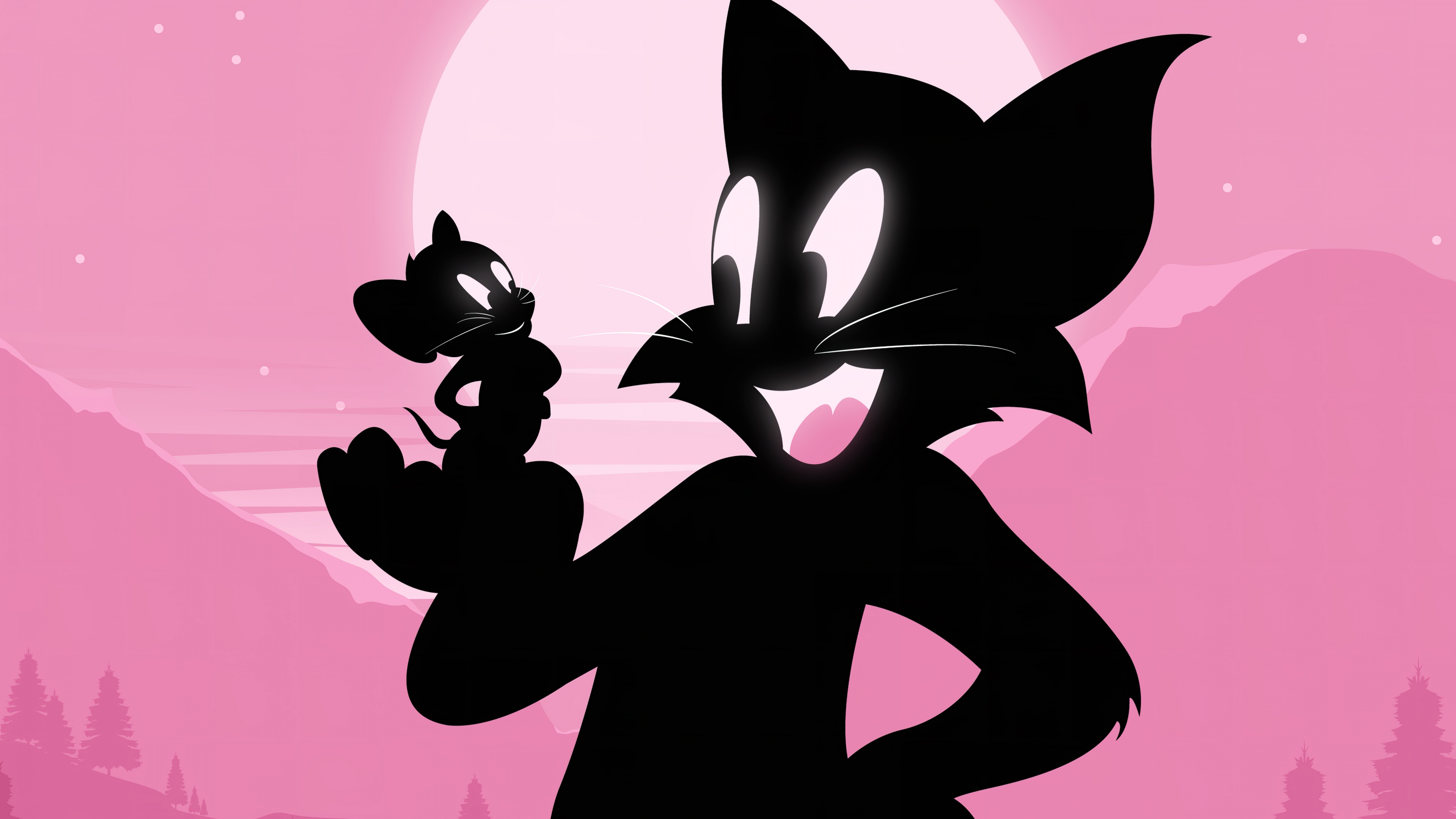 Tom & Jerry Wallpaper 4K, Silhouette