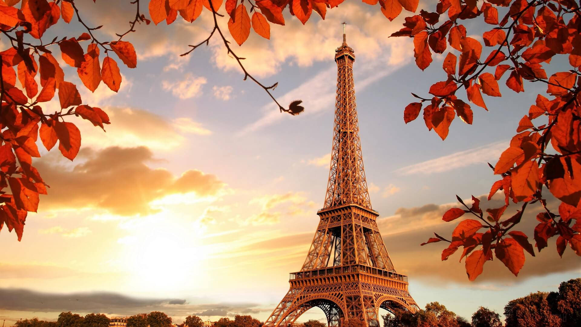 Download Eiffel Tower Sunset View Travel Laptop Wallpaper