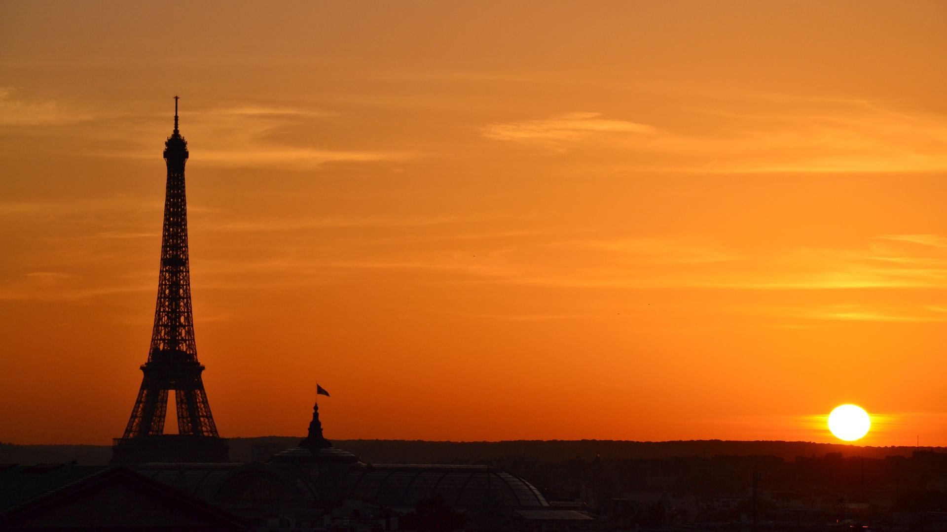 Desktop Wallpaper Sunset, Eiffel Tower, Paris City, 4k, HD Image, Picture, Background, B3a113