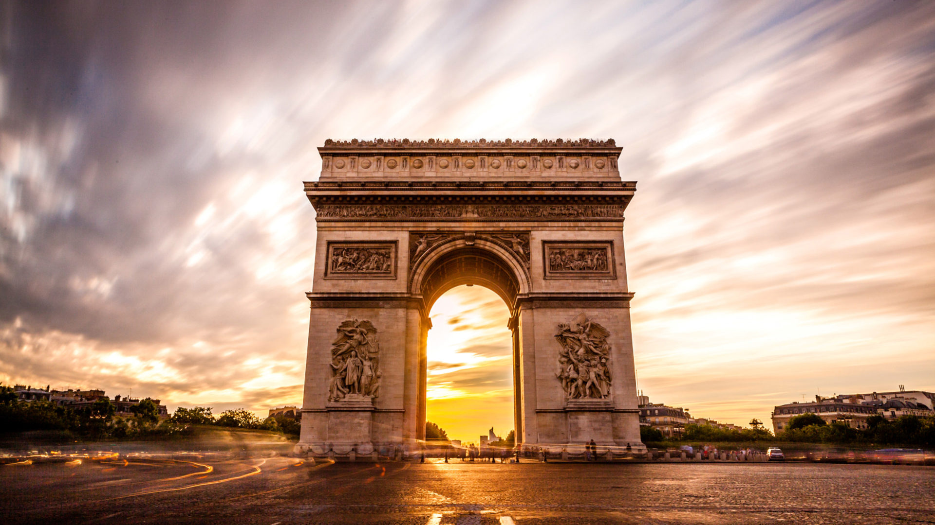 Coucher De L'arc De Triomphe Paris France 4k Ultra HD Desktop Wallpaper For Computers Laptop Tablet And Mobile Phones 3840х2400, Wallpaper13.com