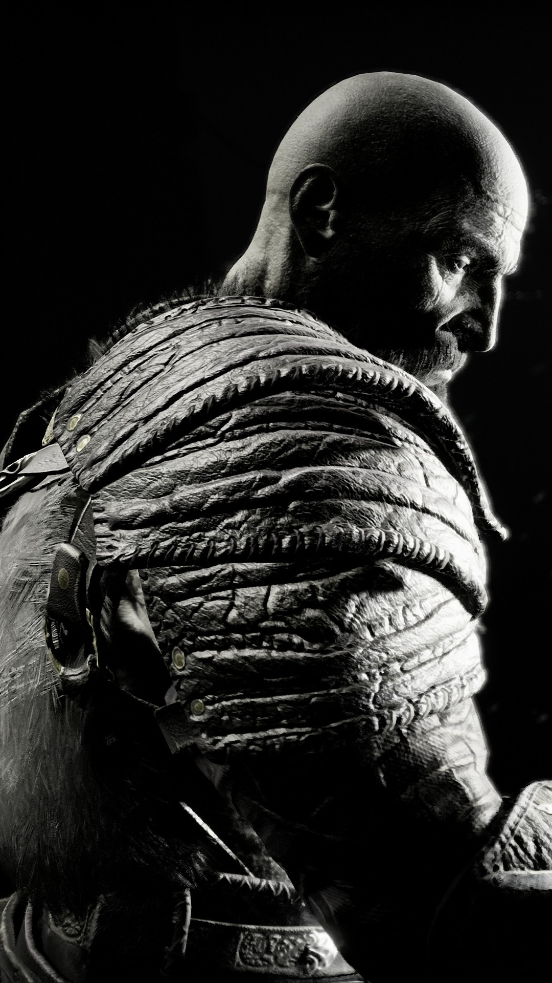 1080x1920 kratos, god of war 4, god of war, games, ps games, hd, 2018 games, monochrome, black and white for iPhone 6, 7, 8 wallpaper