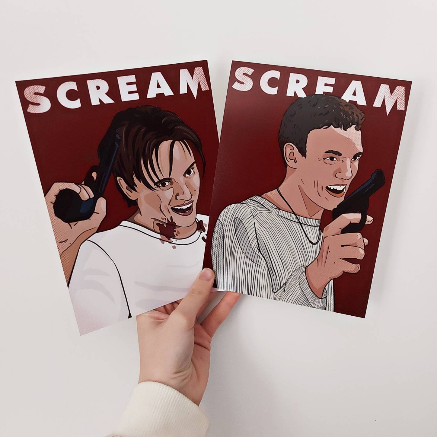Scream Billy Loomis & Stu Macher A5 Art Prints Set