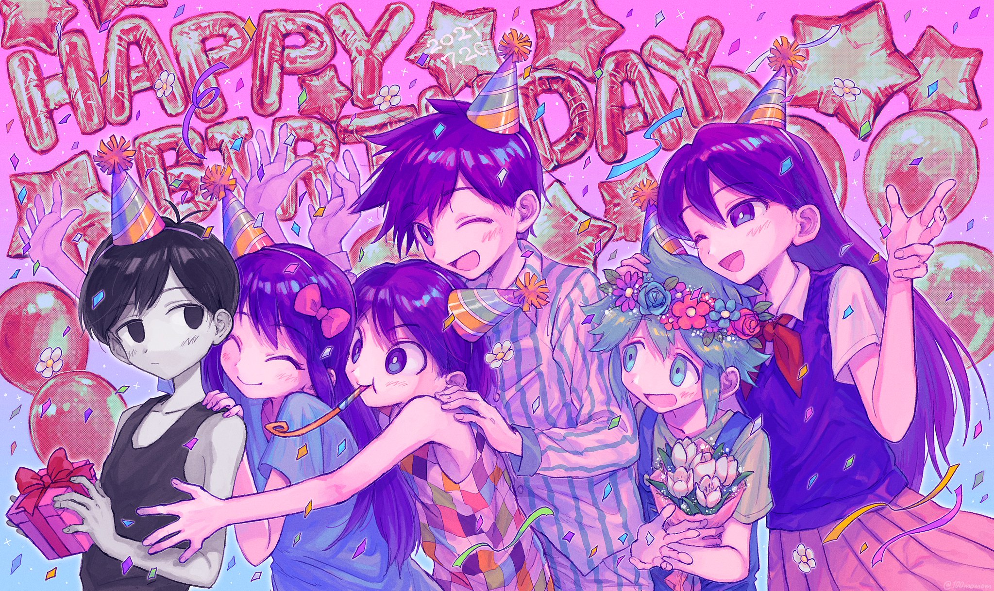 HD desktop wallpaper: Video Game, Happy Birthday, Basil (Omori), Omori, Omori (Character), Kel (Omori), Aubrey (Omori), Hero (Omori), Mari (Omori) download free picture