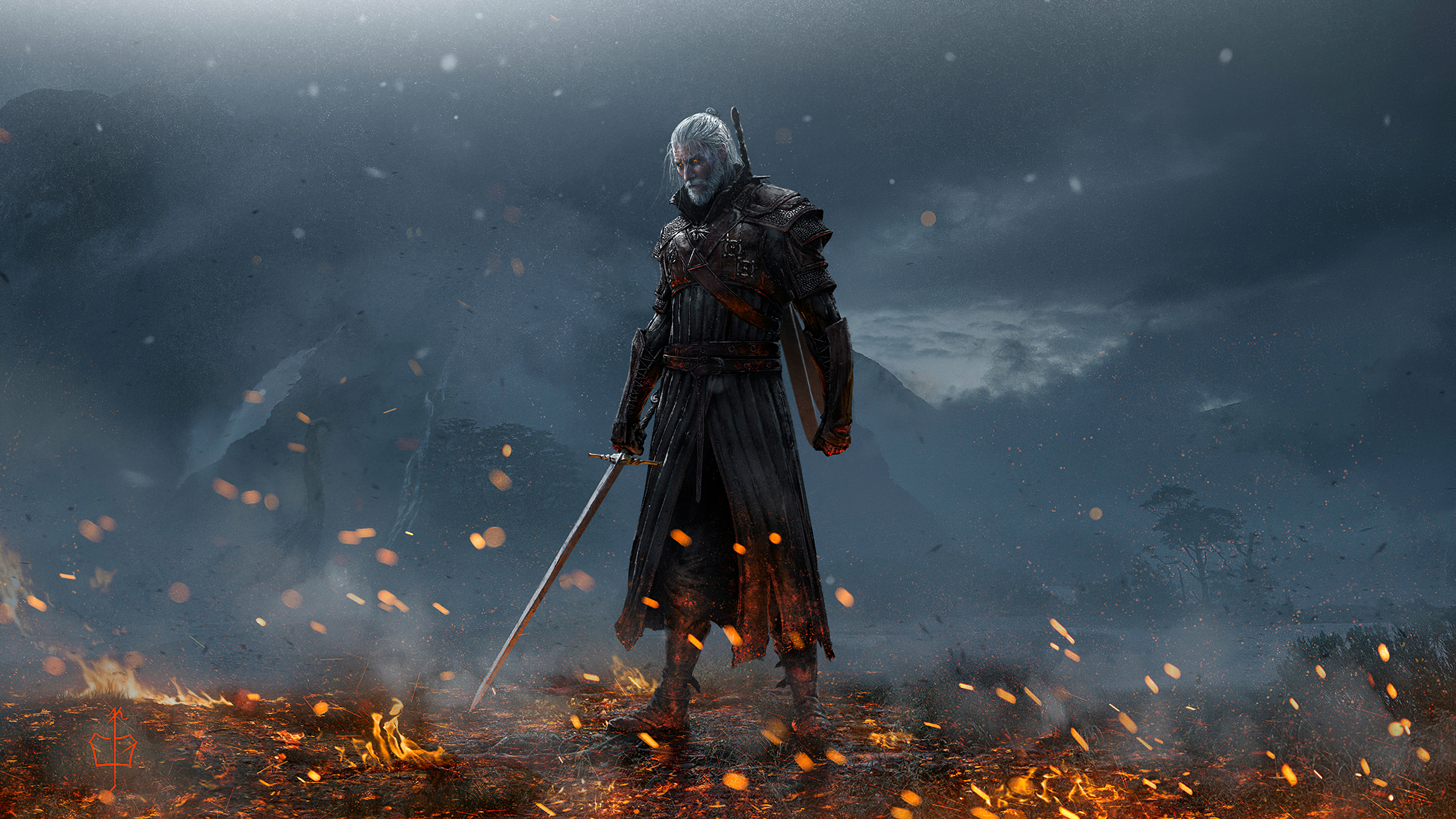 1920×1080 Geralt Artwork Grim Dark