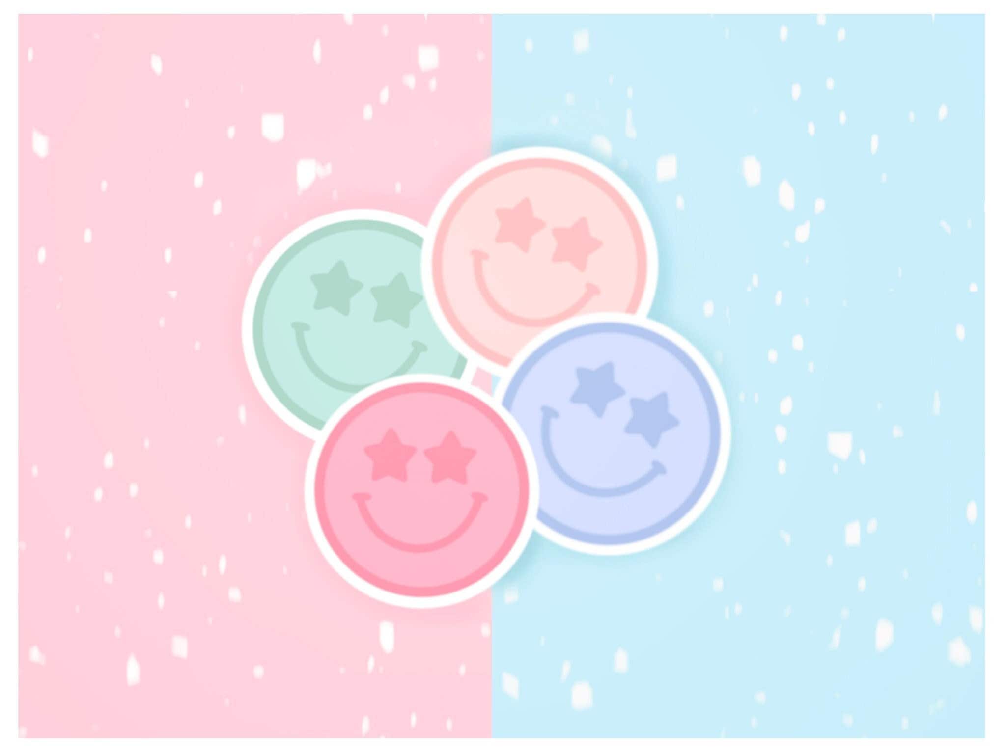 Preppy Smiley Face Stickers Cute Aesthetic Trendy Laptop