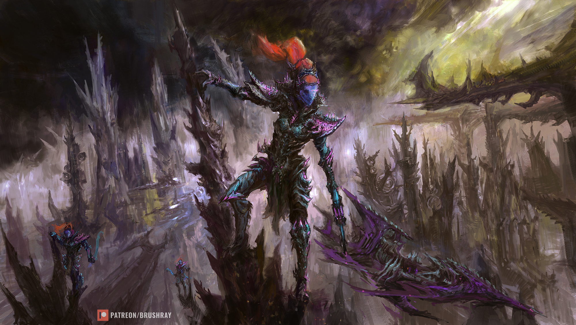 brushray: #xenos #darkeldar #warhammer #warhammer40k #warhammer k k #warhammerart #art #monster #patreoncreator #patreon #followus #fanart #grimdark #elf #darkelf #drukhari #patreonsupport #darkfantasy