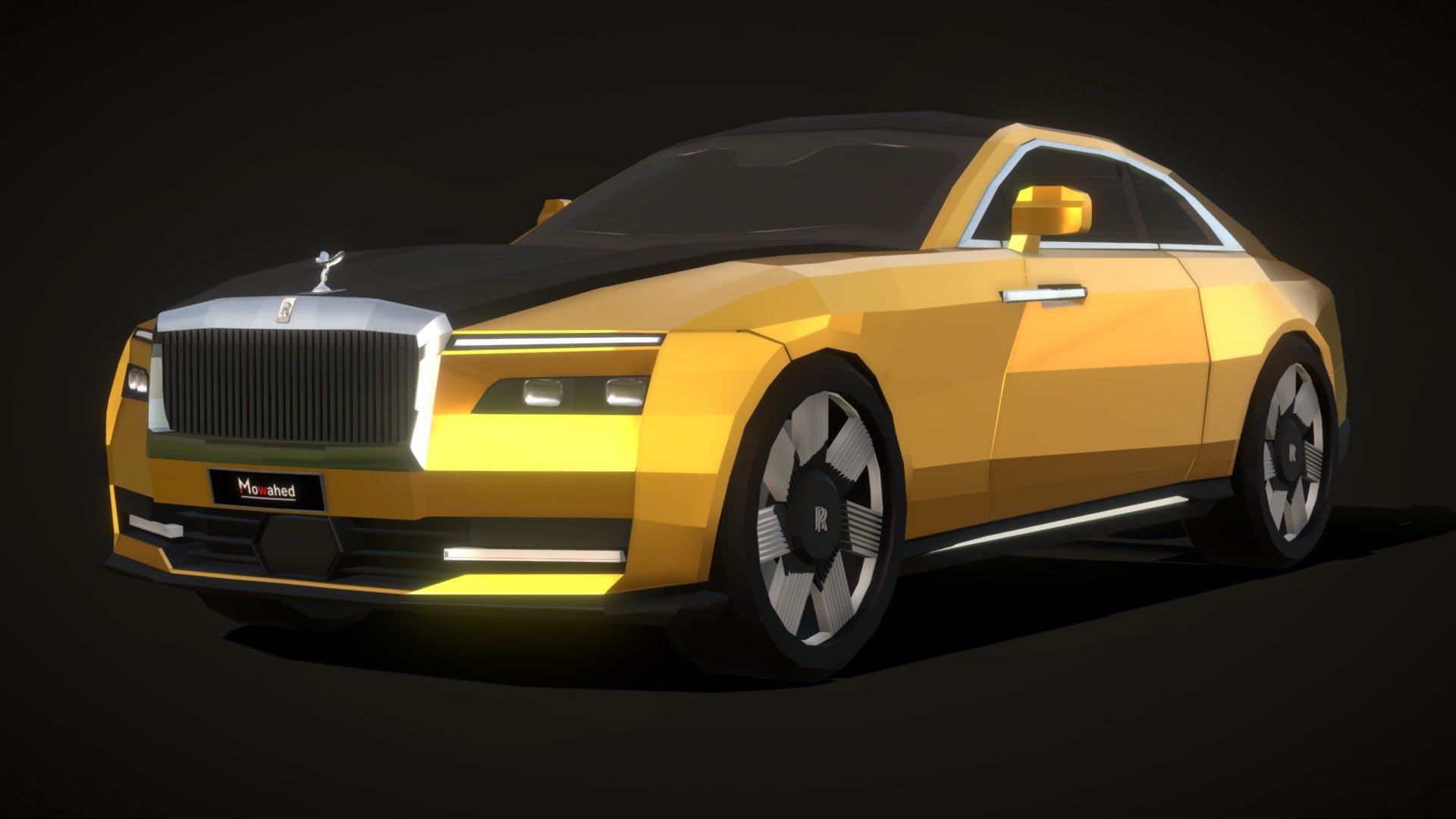 Low Poly Luxury Rolls Royce Spectre 2024. Gold Royalty Free 3D model by MHDesigning [fb4a09d]