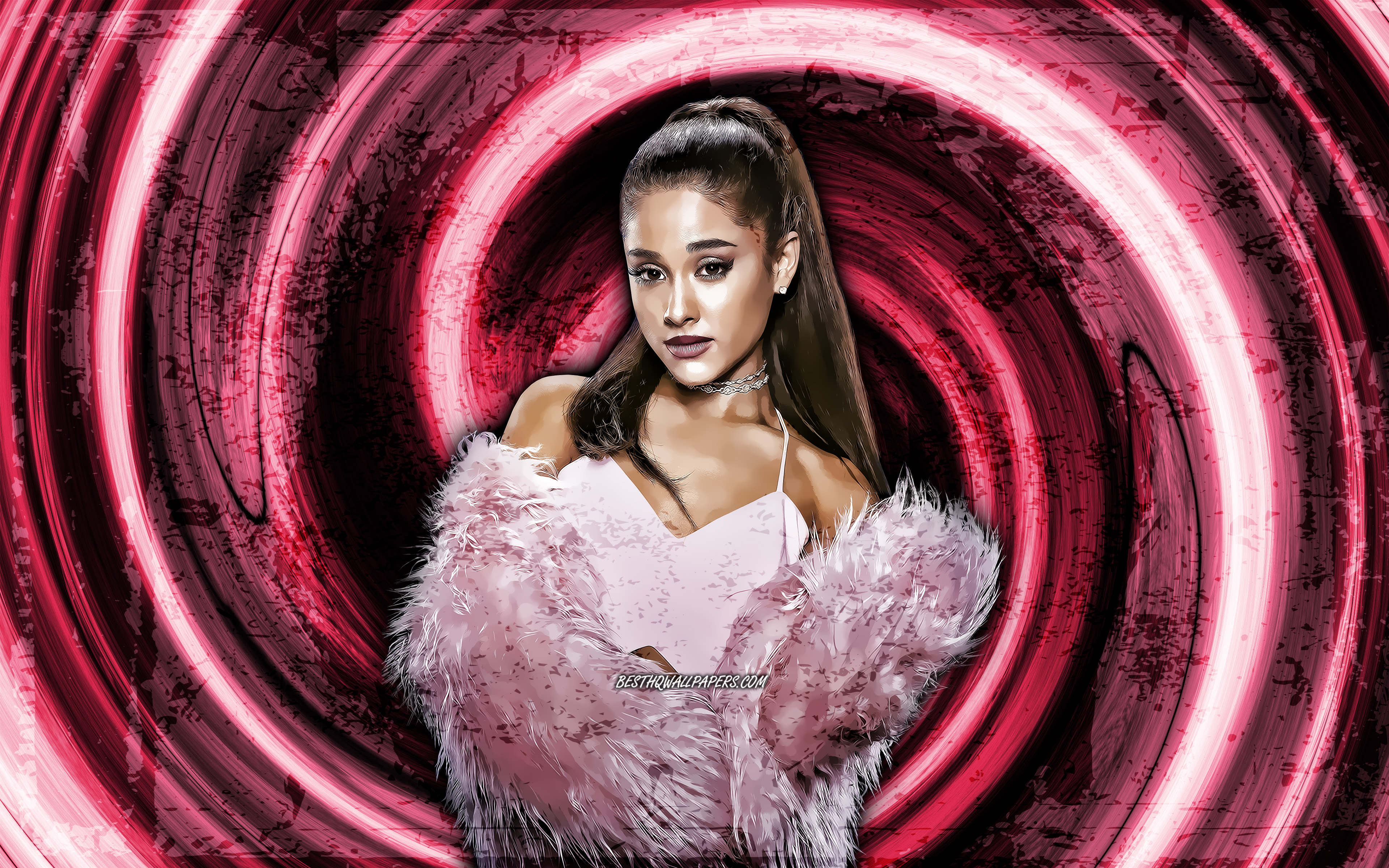 Download Wallpaper 4k, Ariana Grande, Pink Grunge Background, American Singer, Music Stars, Vortex, Ariana Grande Butera, Creative, Ariana Grande 4K For Desktop With Resolution 3840x2400. High Quality HD Picture Wallpaper