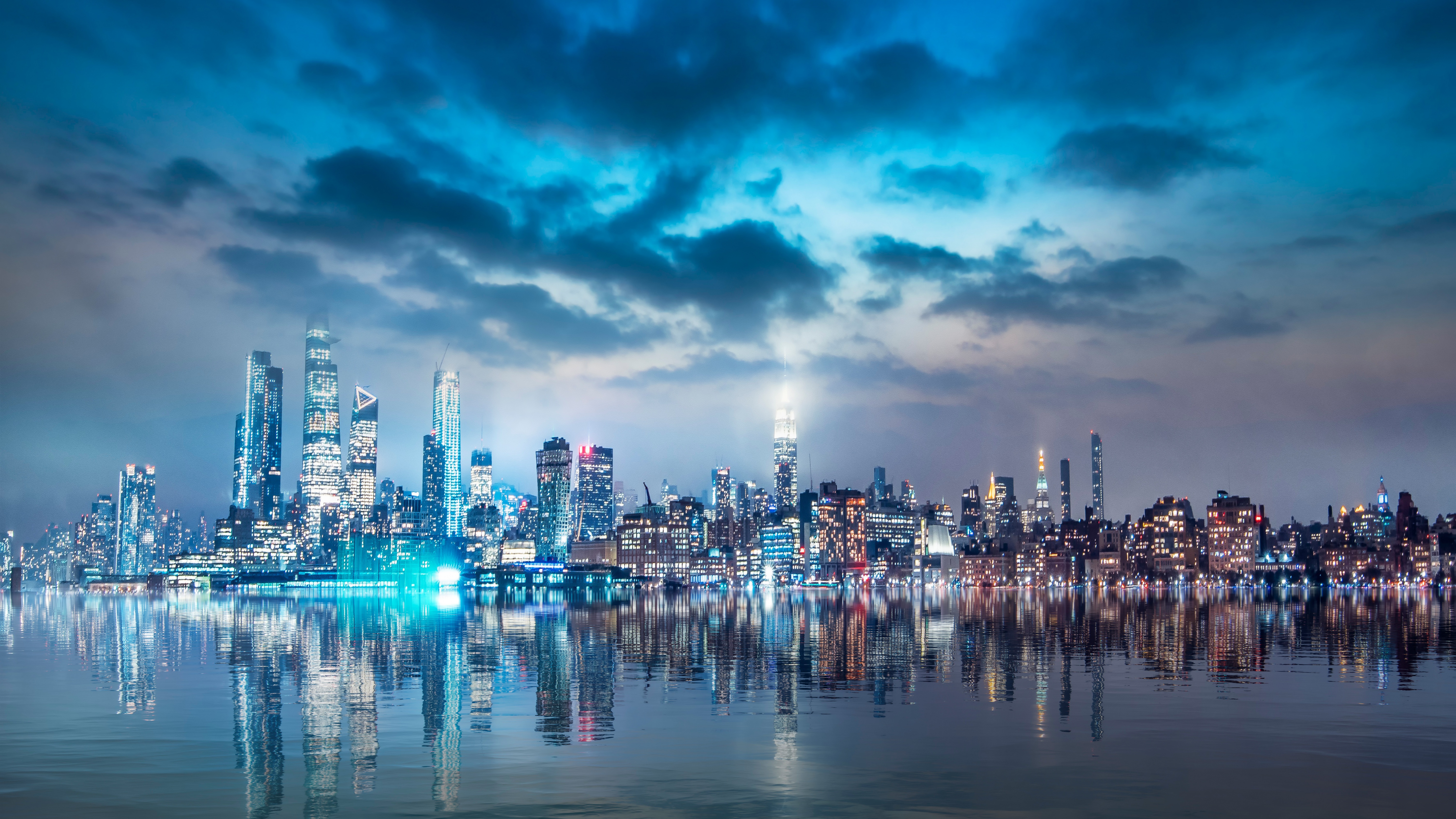 Cityscape Wallpaper 4K, Night City, City lights, Skyline