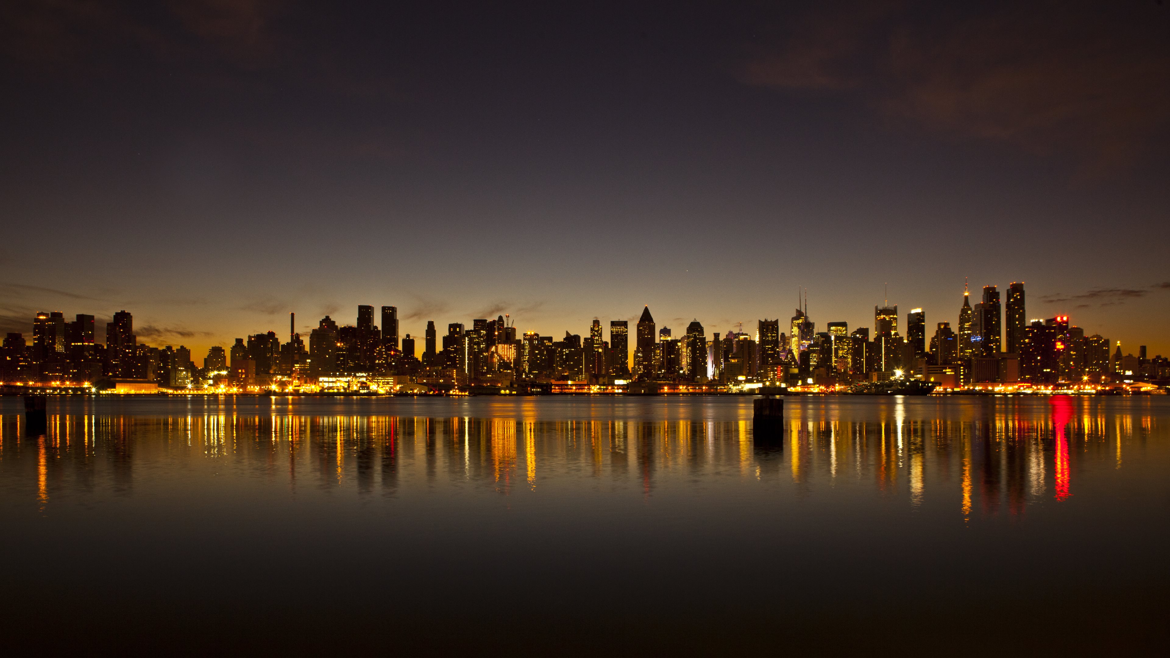 Wallpaper City Skyline During Night Time, Background Free Image