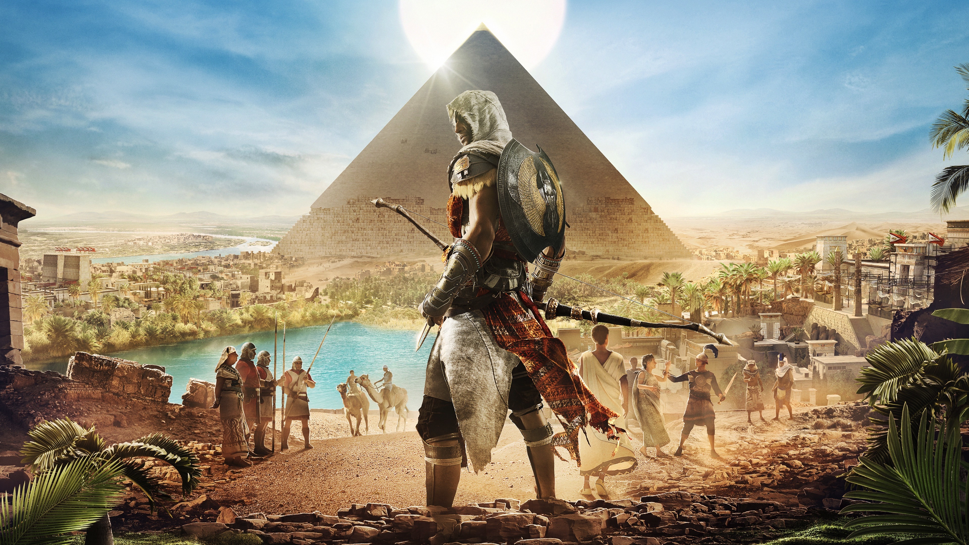 Download wallpaper 3840x2160 assassin's creed: origins, egypt, pyramids, video game 4k wallpaper, uhd wallpaper, 16:9 widescreen 3840x2160 HD background, 2296