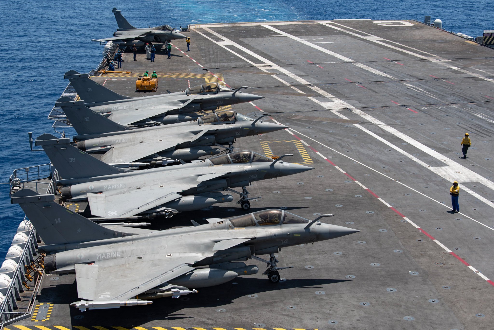 Dassault Rafale Park on Aircraft Carrier Ship Wallpaper