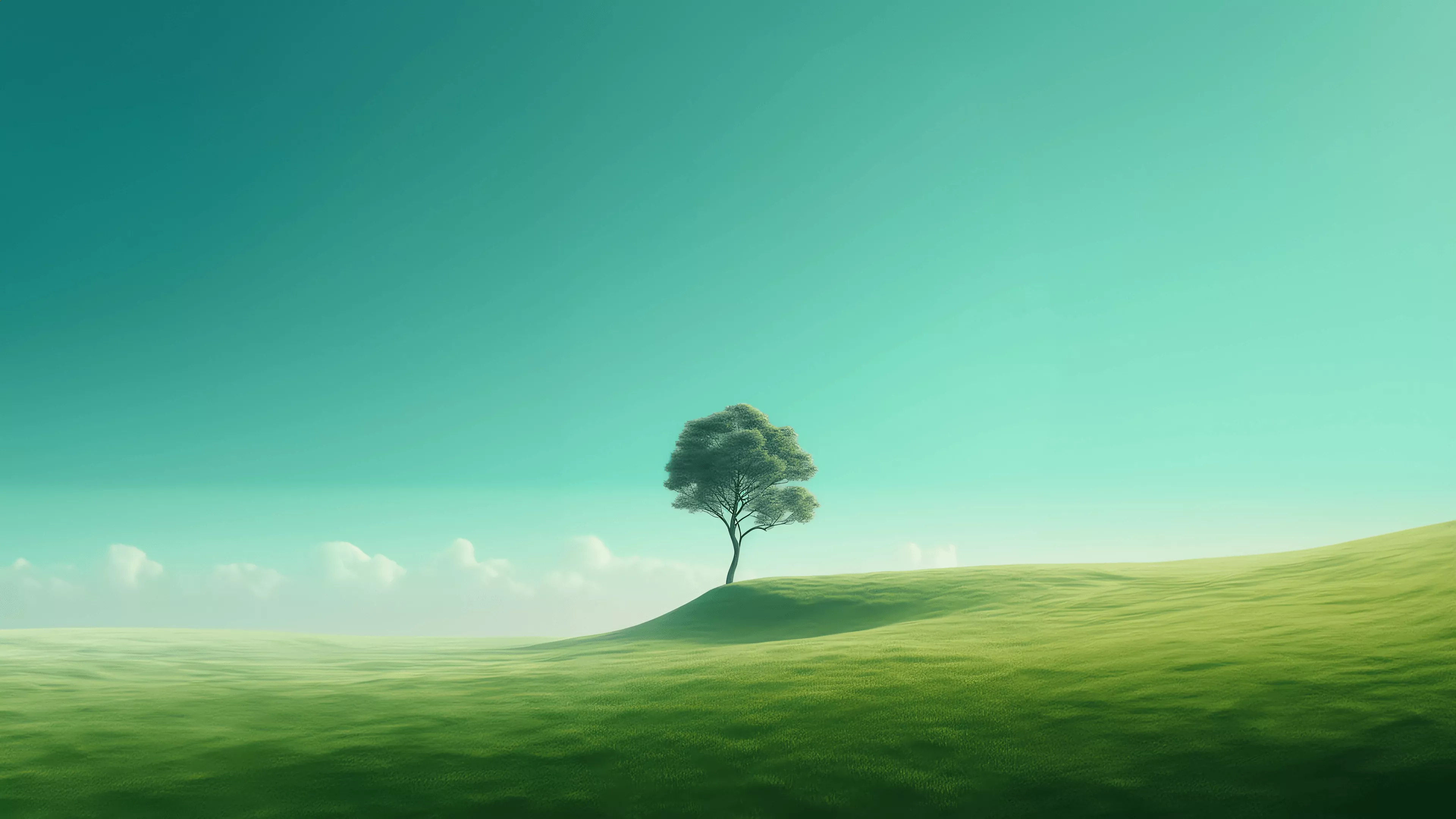 Serenity in Solitude: 4K Minimalist Green Field Wallpaper Download for PC and More
