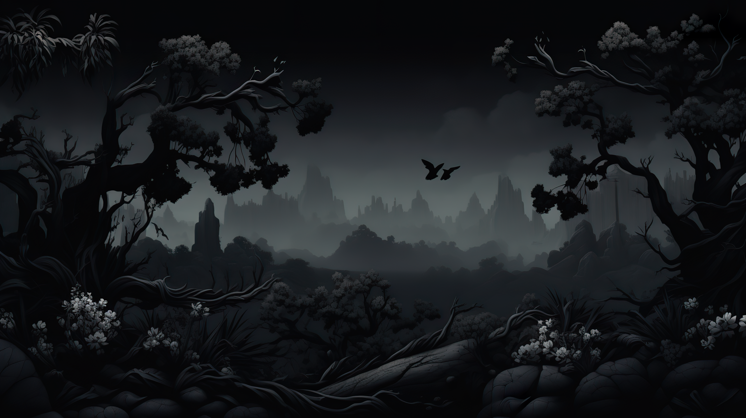 Black Landscape, Dark Nature Wallpaper