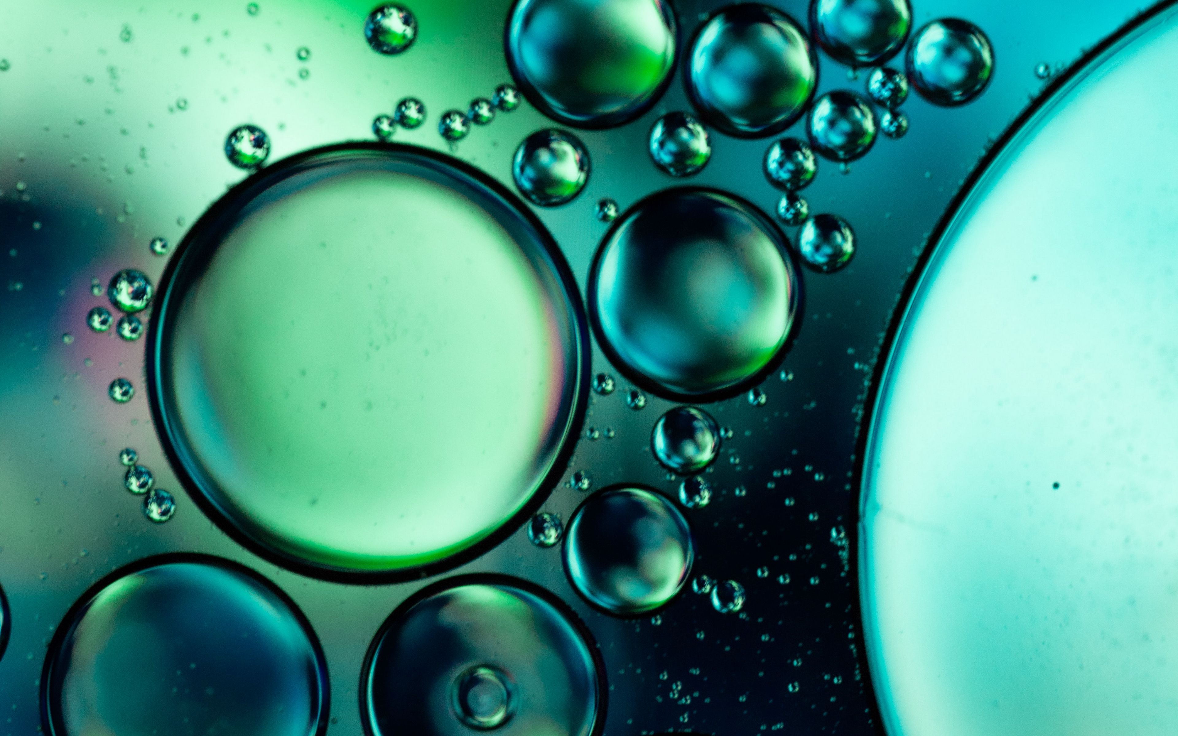 Download wallpaper 3840x2400 bubbles, liquid, oil, circles, macro 4k ultra HD 16:10 HD background