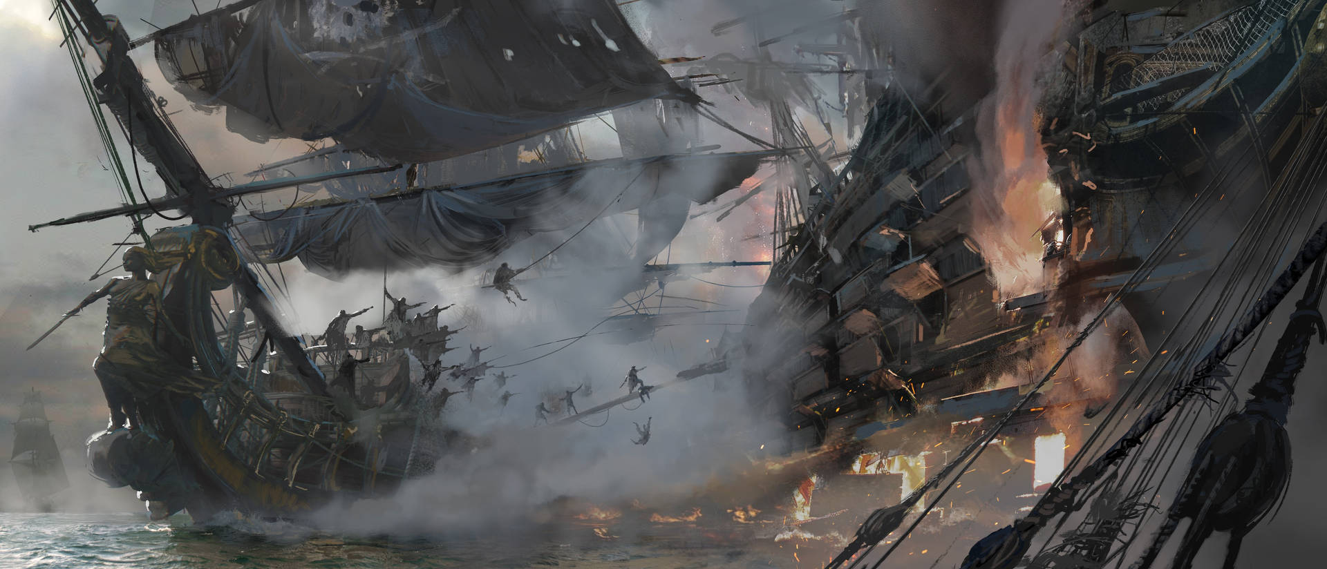Download 4K Pirate Ship During Battle Wallpaper