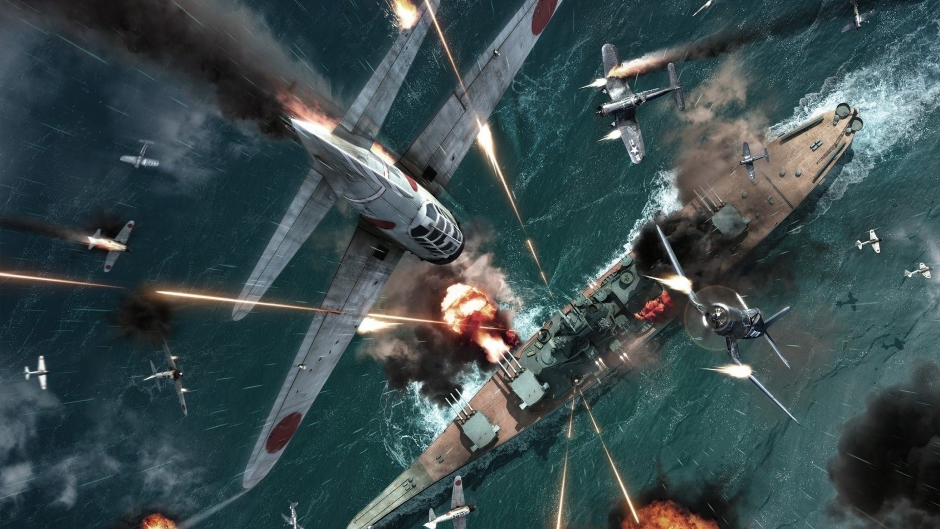 HD World War II Naval Battle Gallery HD Wallpaper