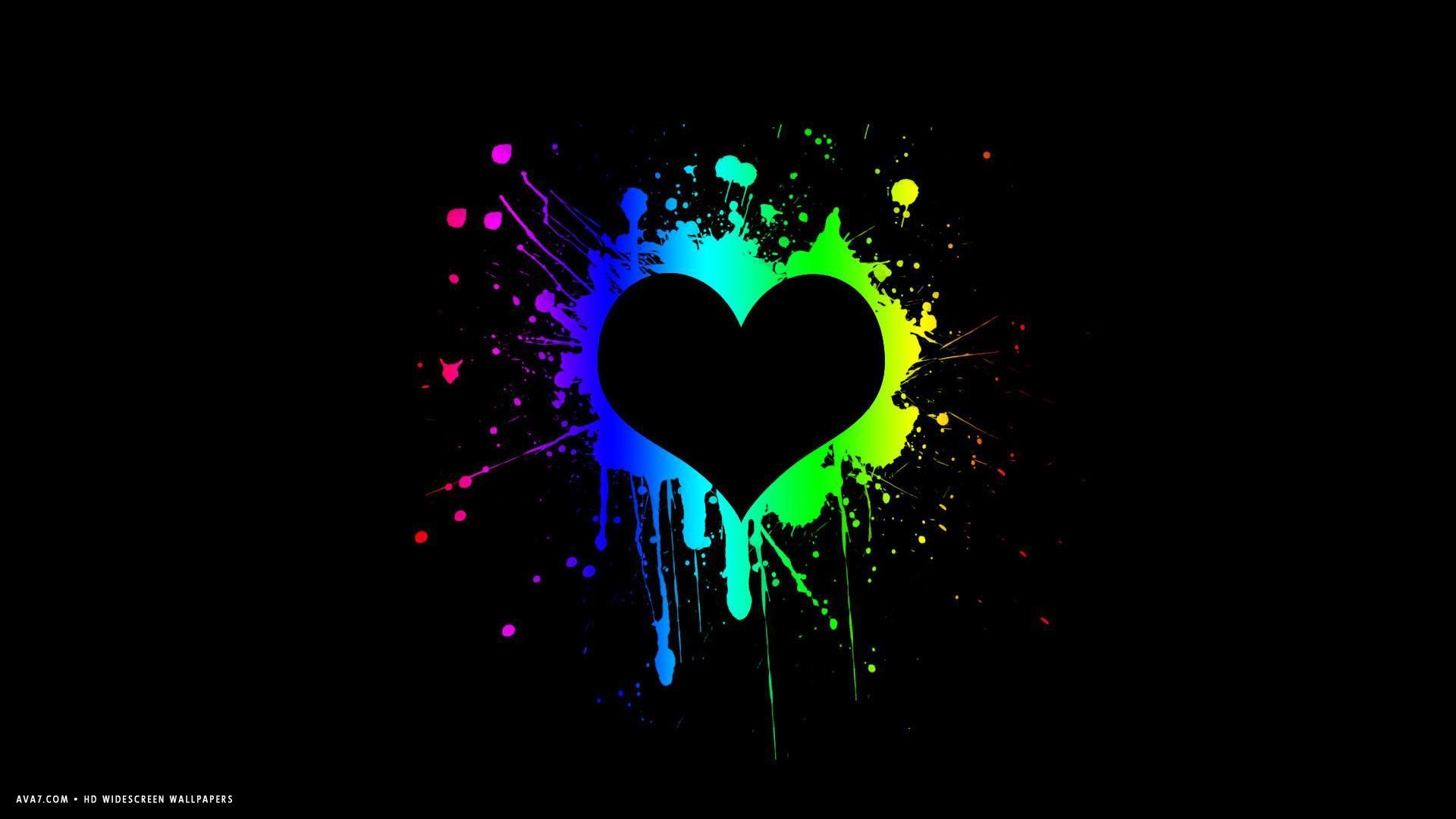 heart artistic black colorful paint colors HD widescreen wallpaper / romantic background