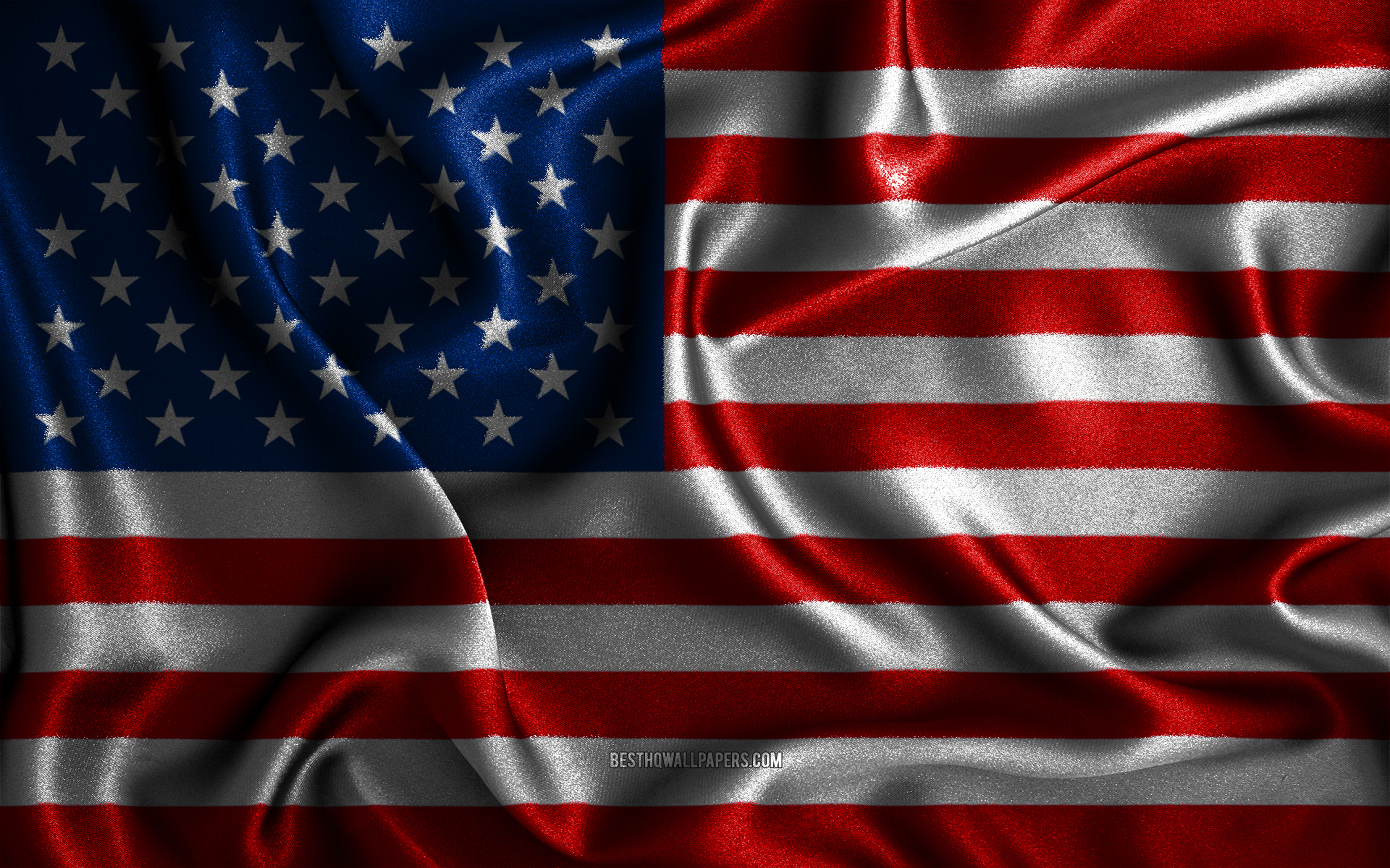 Download wallpaper USA flag, 4k, silk wavy flags, national symbols, Flag of USA, fabric flags, US flag, United States of America, North America, USA 3D flag, American flag for desktop with resolution