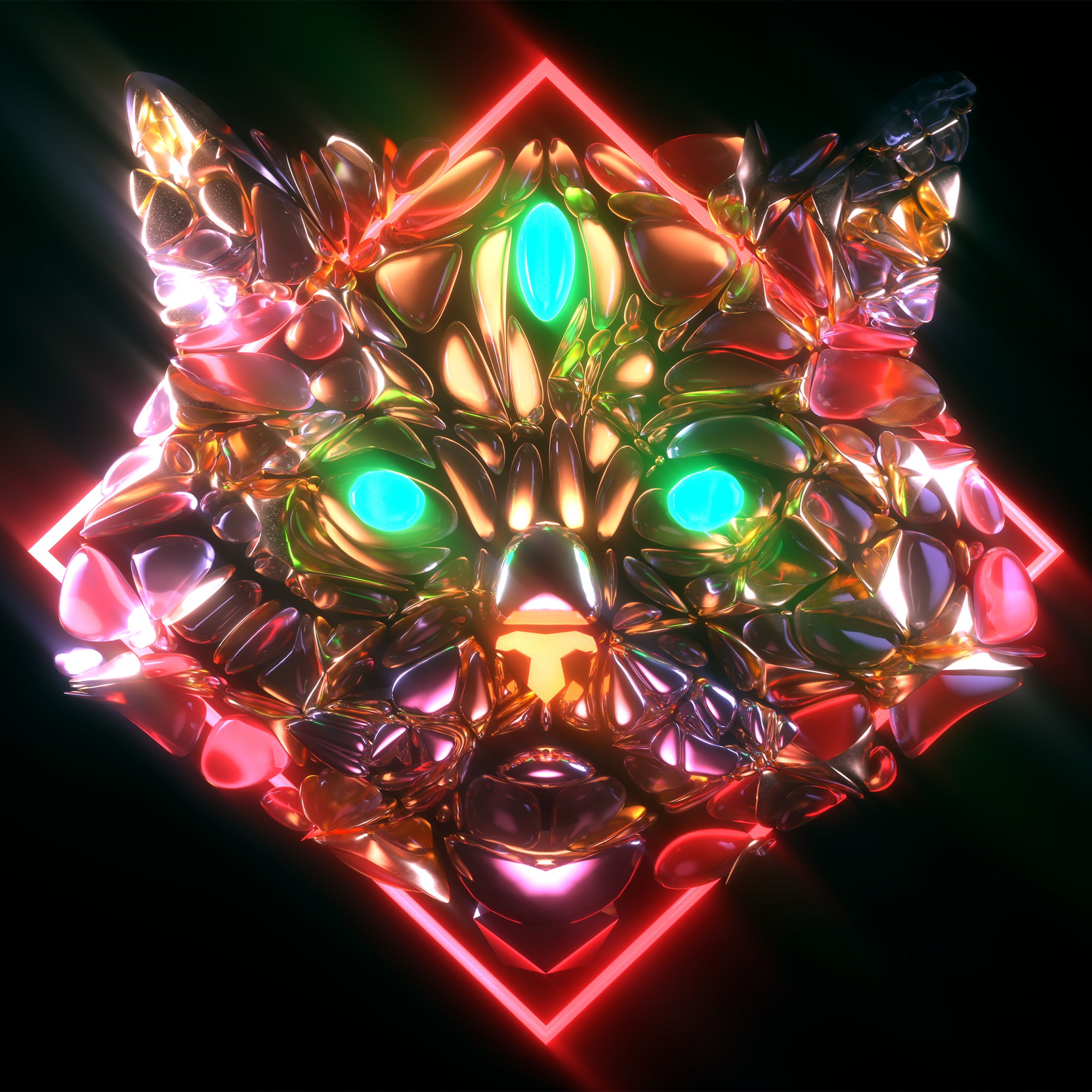 Wolf Wallpaper 4K, Digital Art, Dark background