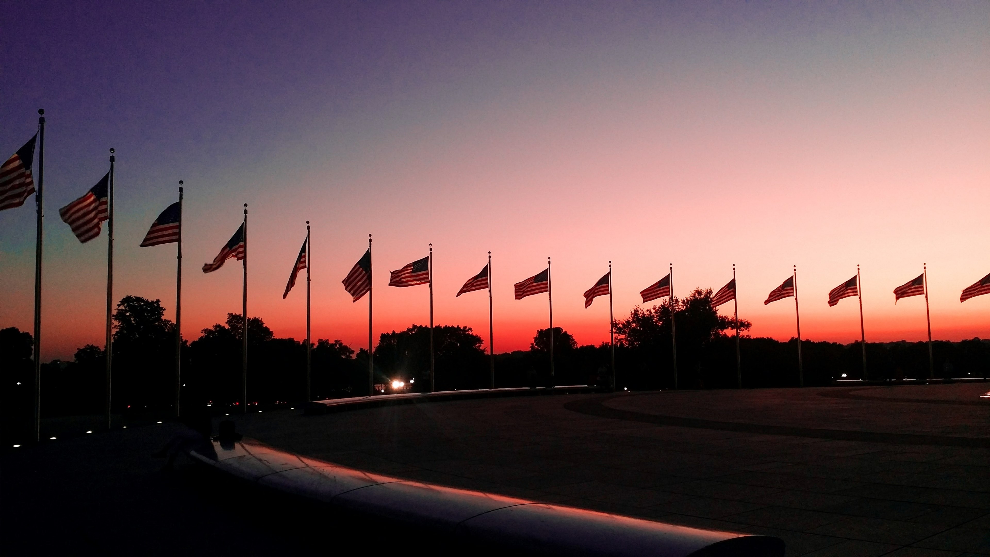 Wallpaper / flags united states america and sunset HD 4k wallpaper free download