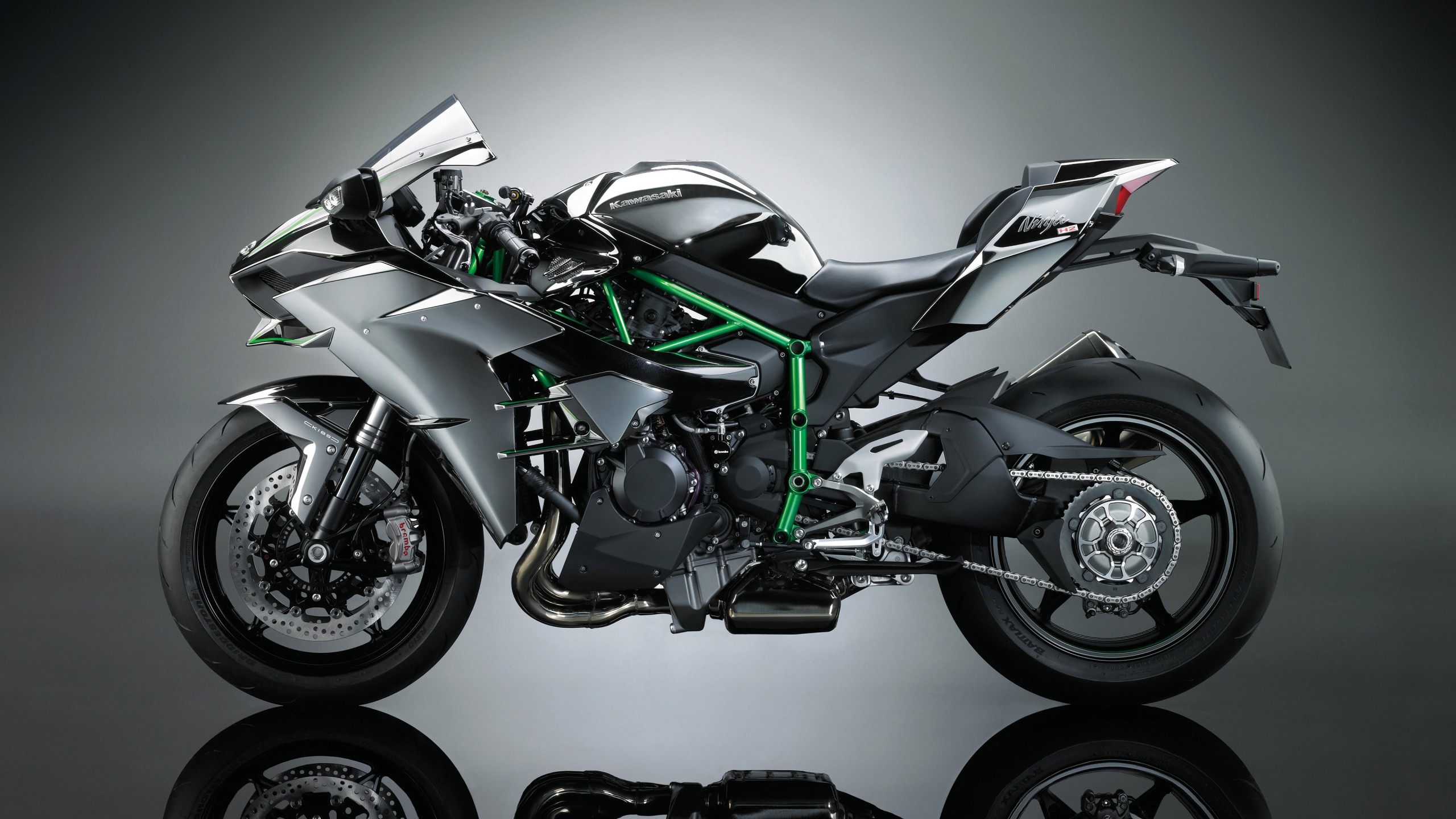 Wallpaper, superbike, Kawasaki Ninja H2R, reflection, motorcycle 2560x1440