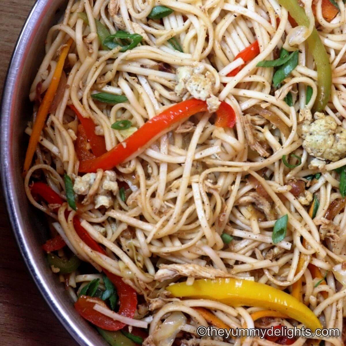 Chicken Hakka Noodles Recipe Yummy Delights