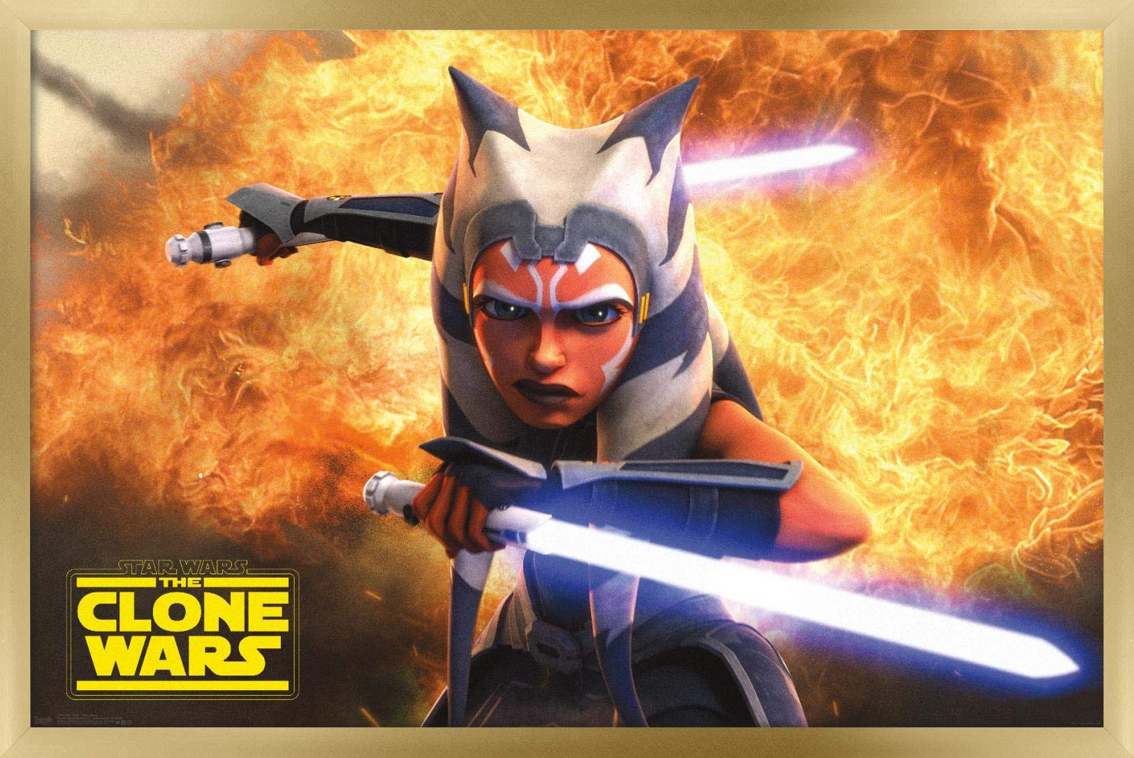 Trends International Star Wars: The Clone Wars Tano Wall Poster, 22.375 x 34, Gold Framed Version: Posters & Prints