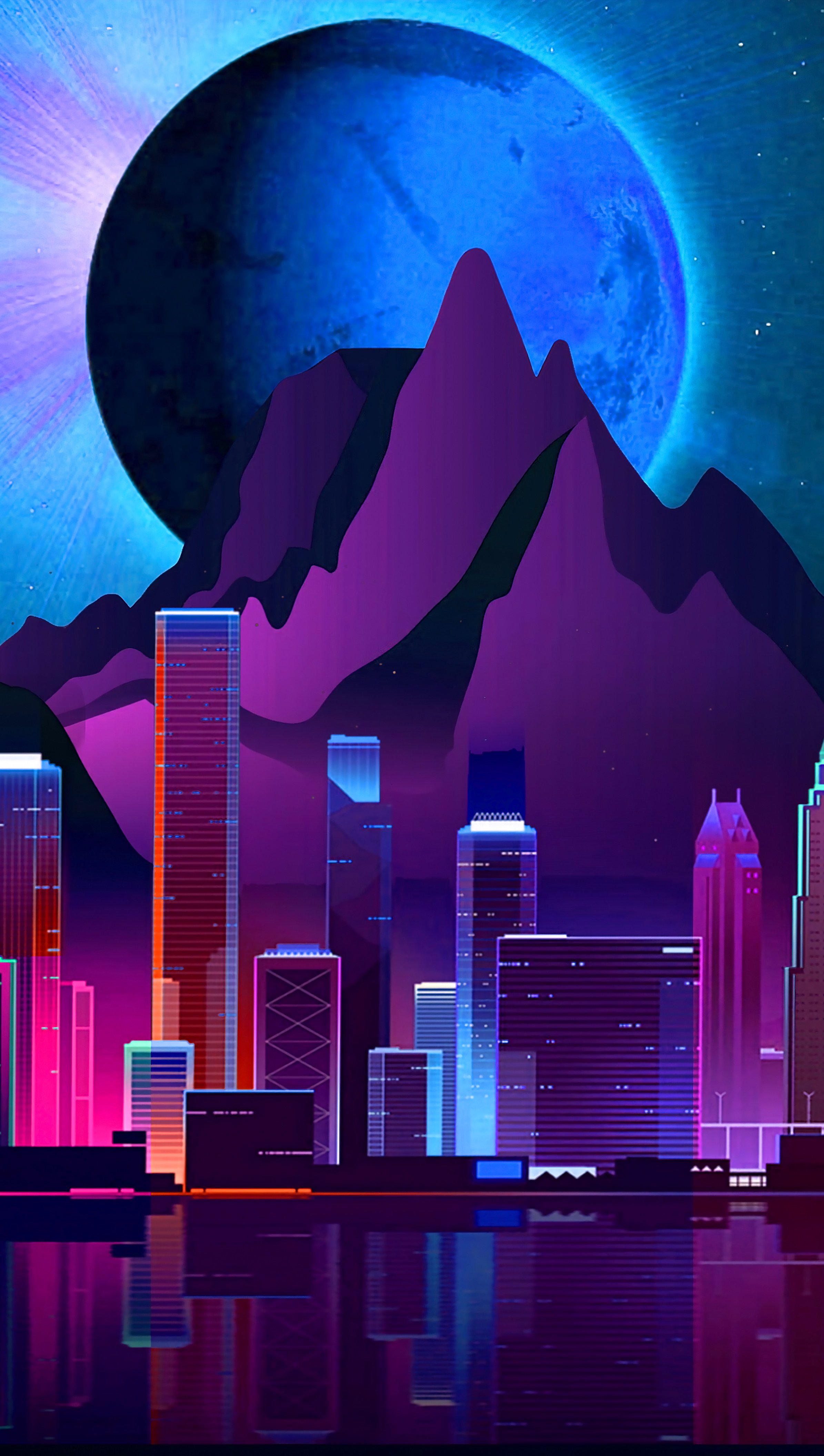 Futuristic City Retro Style Wallpaper 8k Ultra HD