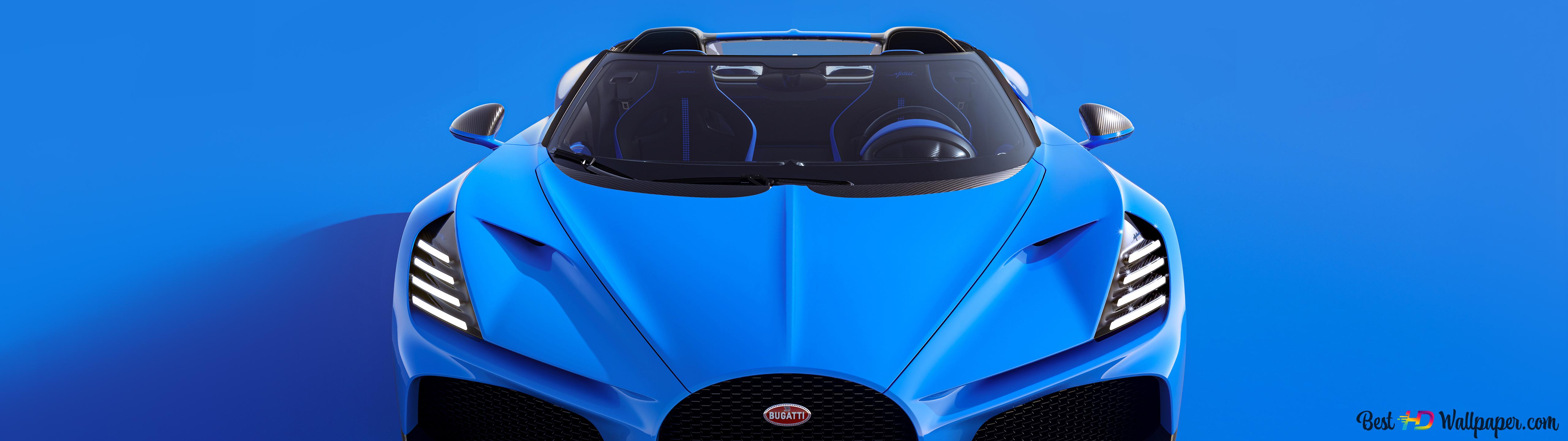 Blue bugatti w16 4K wallpaper download