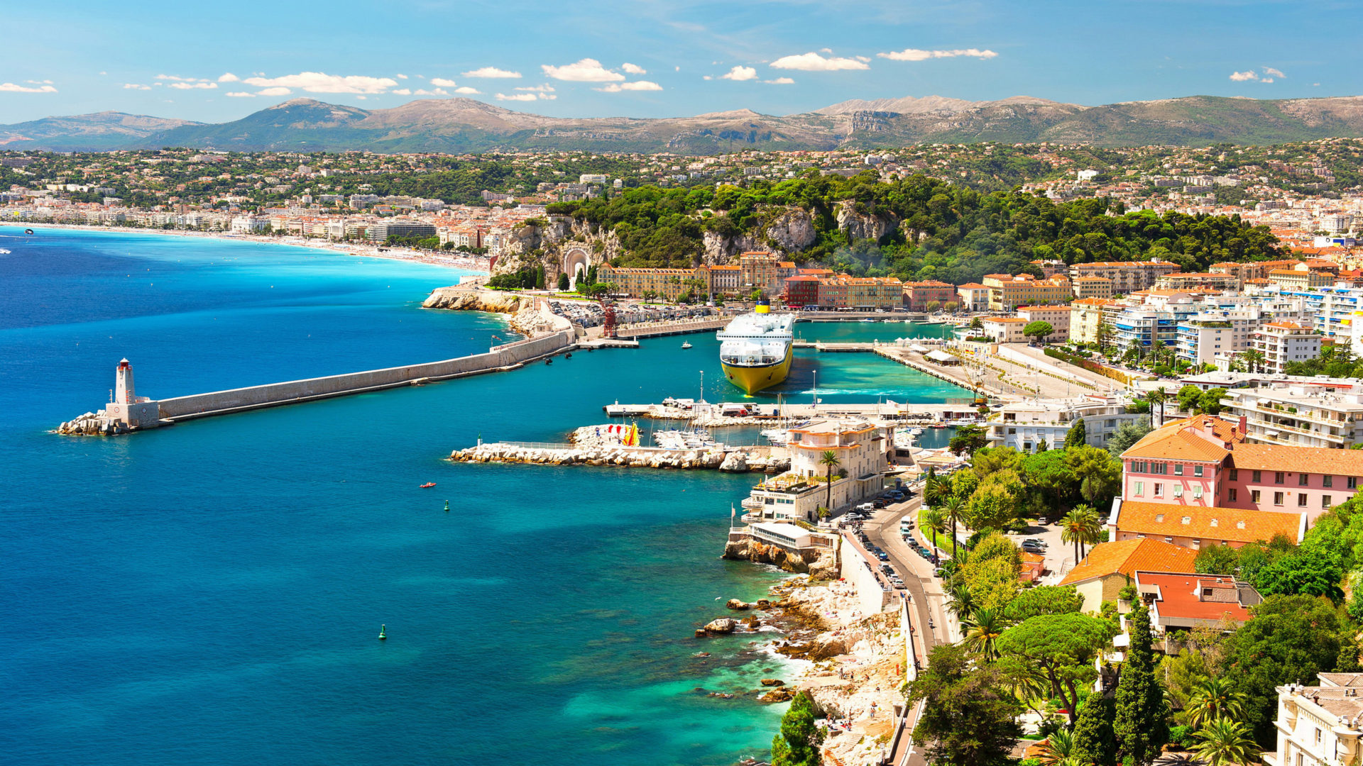 Nice City Of The Shore Of The Cote D'azur Mediterranean Sea France Ultra HD Wallpaper For Desktop Mobile Phones And Tablet 3840x2400, Wallpaper13.com