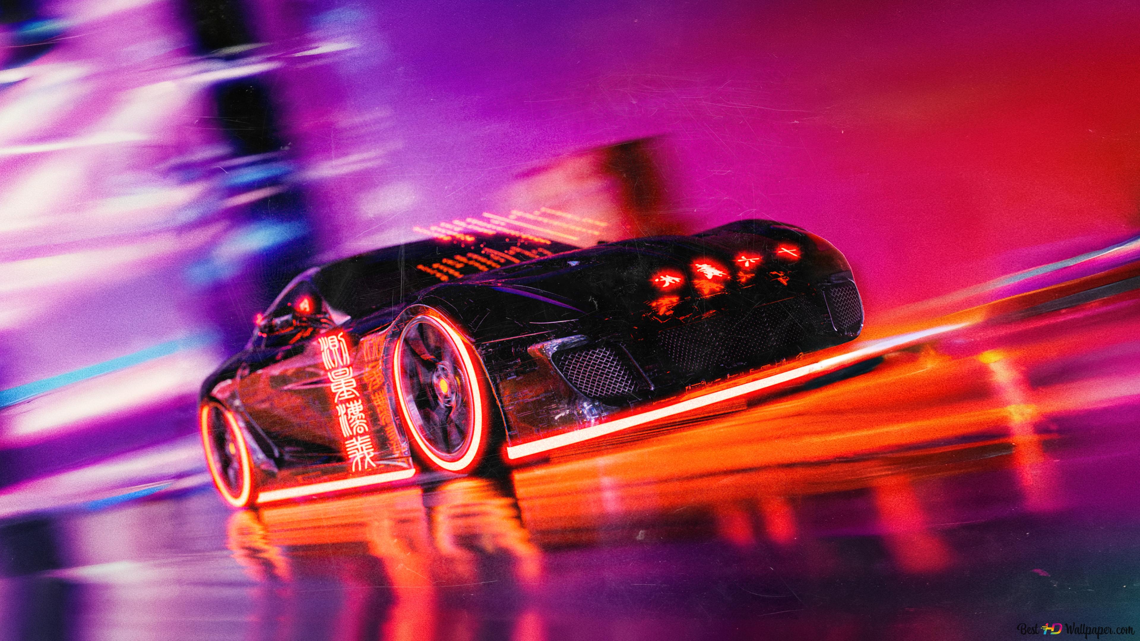 Black racing car 4K wallpaper download