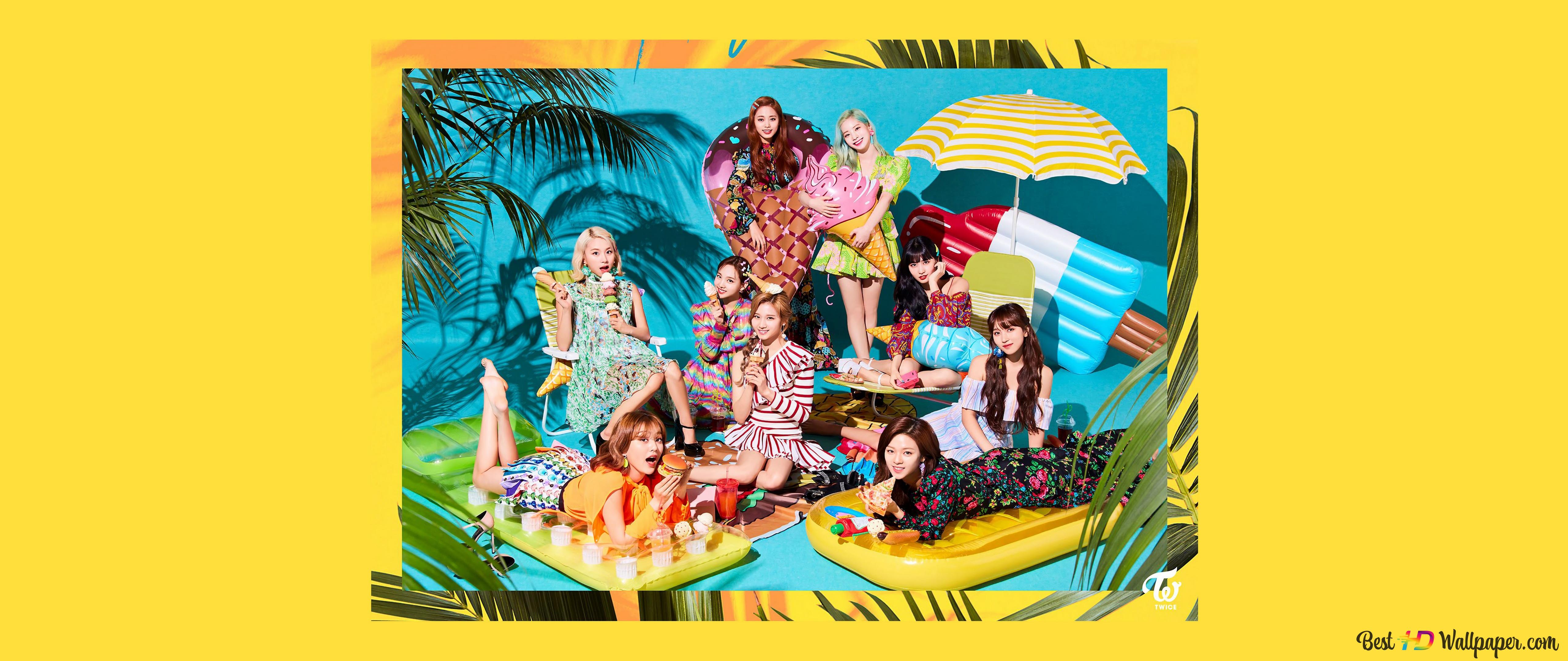 Twice [K Pop Band] Members In 'Happy Happy' MV (The Album) Shoot 4K Wallpaper Download