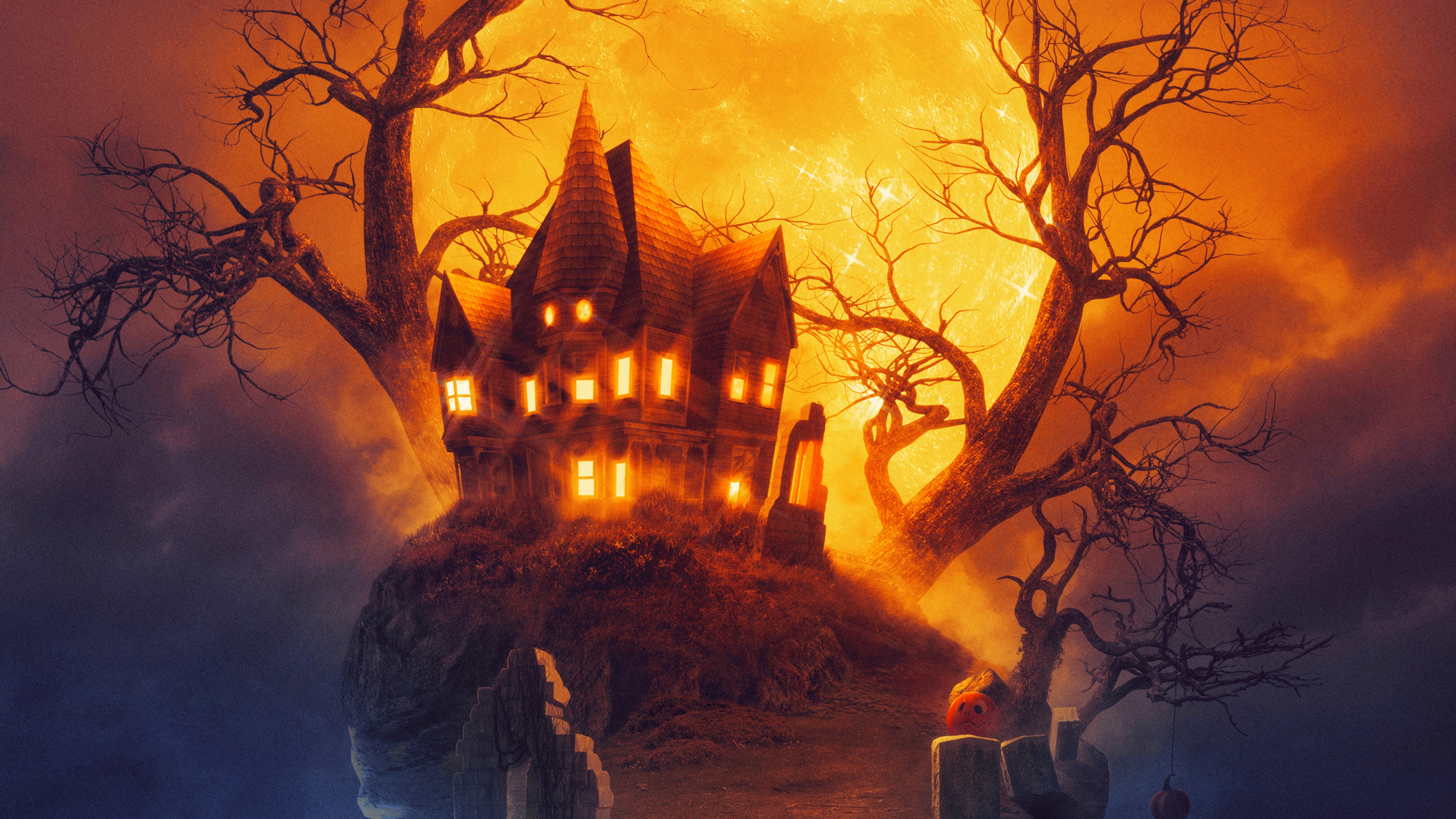 Scary house Wallpaper 4K, Halloween house, Spooky, Horror