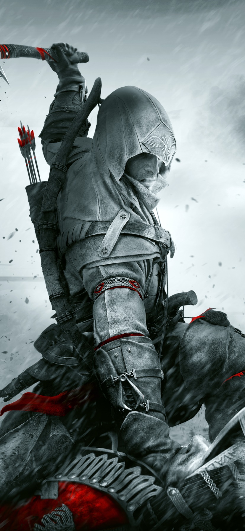 Wallpaper / Video Game Assassins Creed III Phone Wallpaper, Connor (Assassins Creed), Selective Color, Assassins Creed, 828x1792 free download