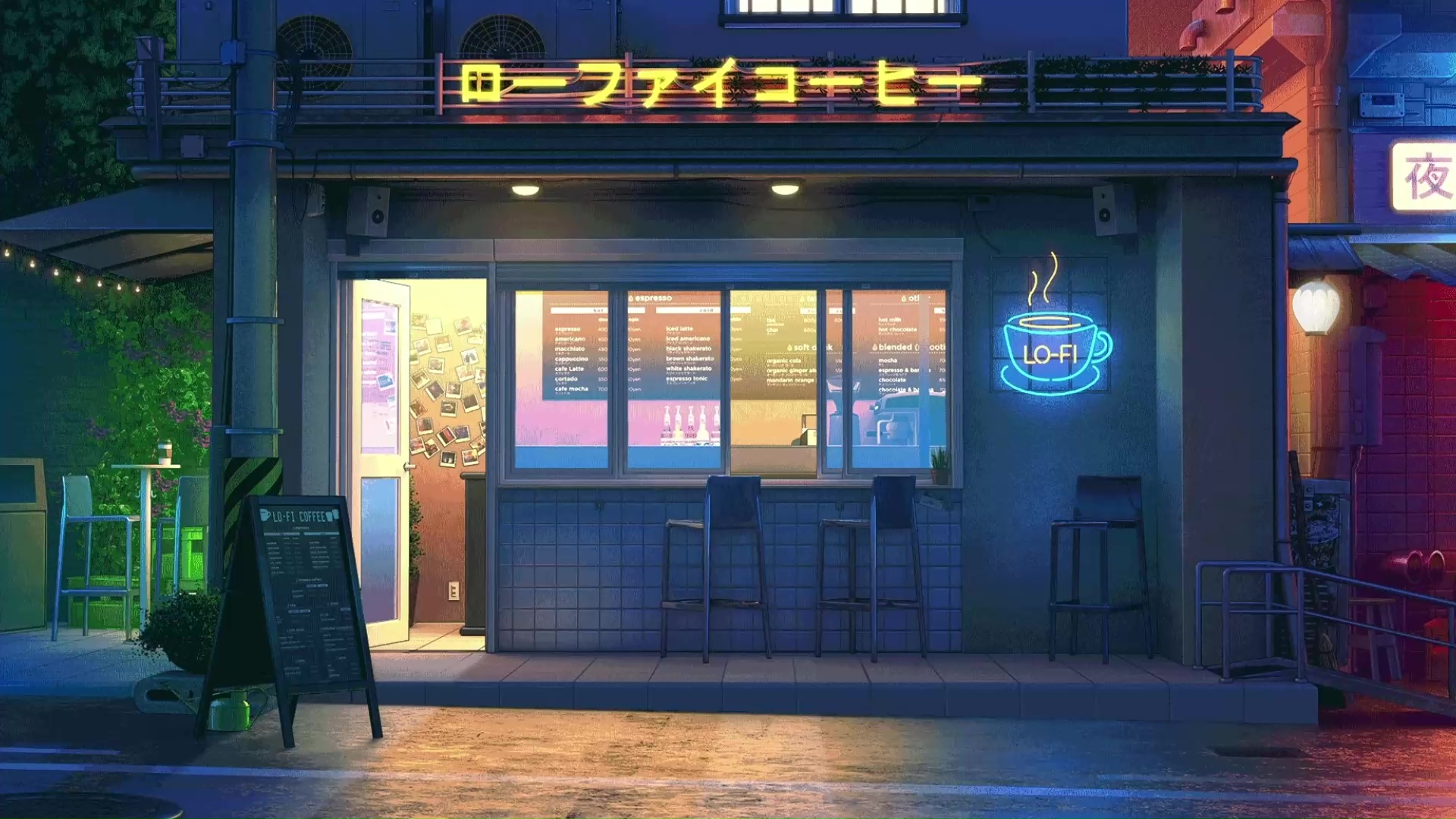 Lofi Coffee Shop Night Live Wallpaper